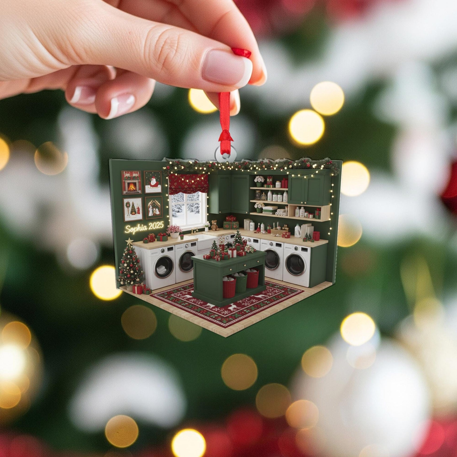 Personalized Ornament: Laundry Room Diorama 3D Layered, Christmas Decor image 5