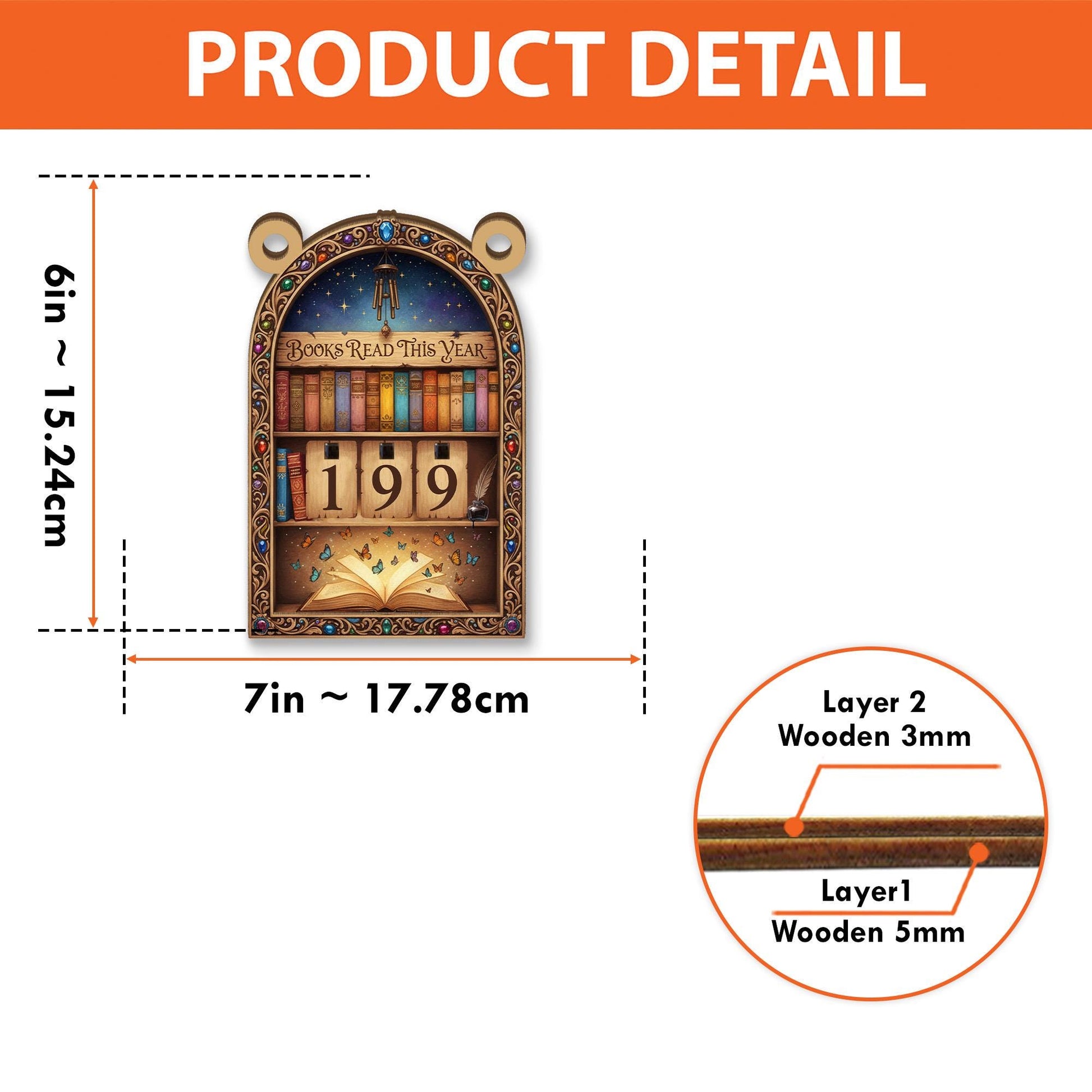 Wooden Book Tracker – Books Read This Year Display with Flip Numbers and Vintage Design image 4