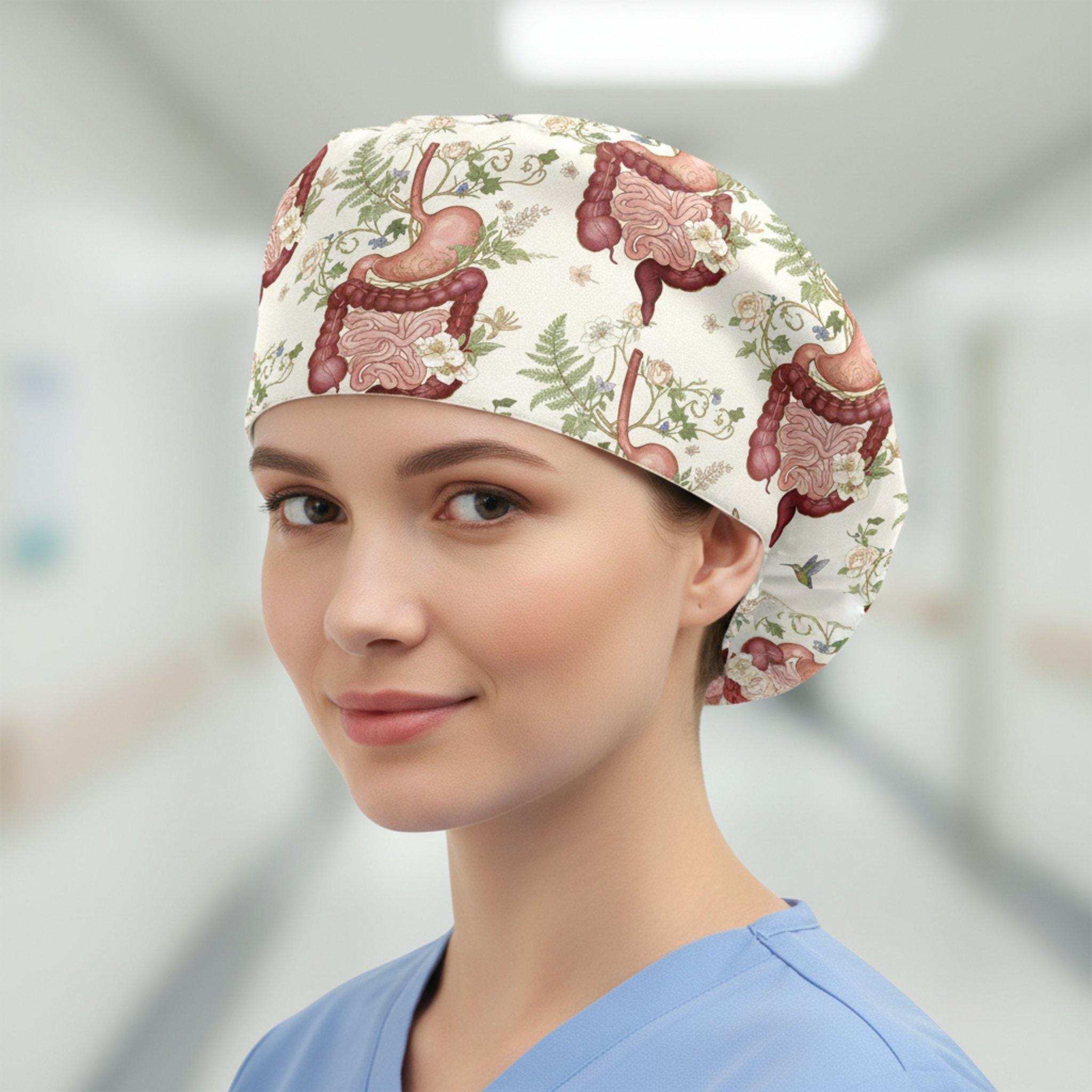 Anatomy Floral Scrub Cap: Women's Medical Surgical Hat image 1
