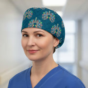 Scrub Cap Surgical Hat Teal Christmas Lung Print: Medical Holiday DNA Cap image 1