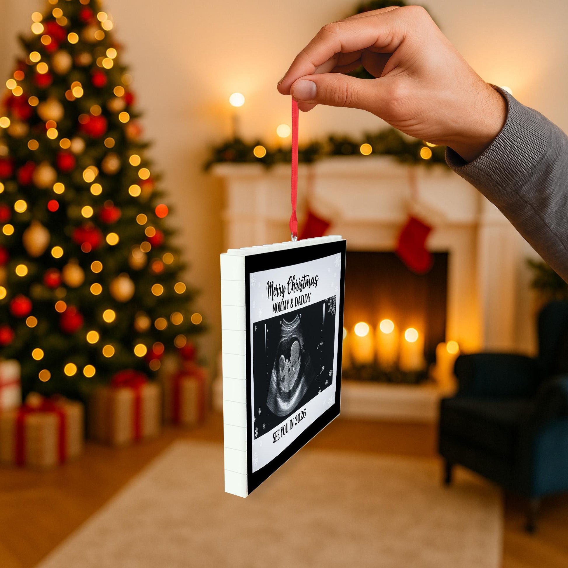 Custom Ultrasound Puzzle Ornament – Personalized Baby Announcement Christmas Keepsake image 2
