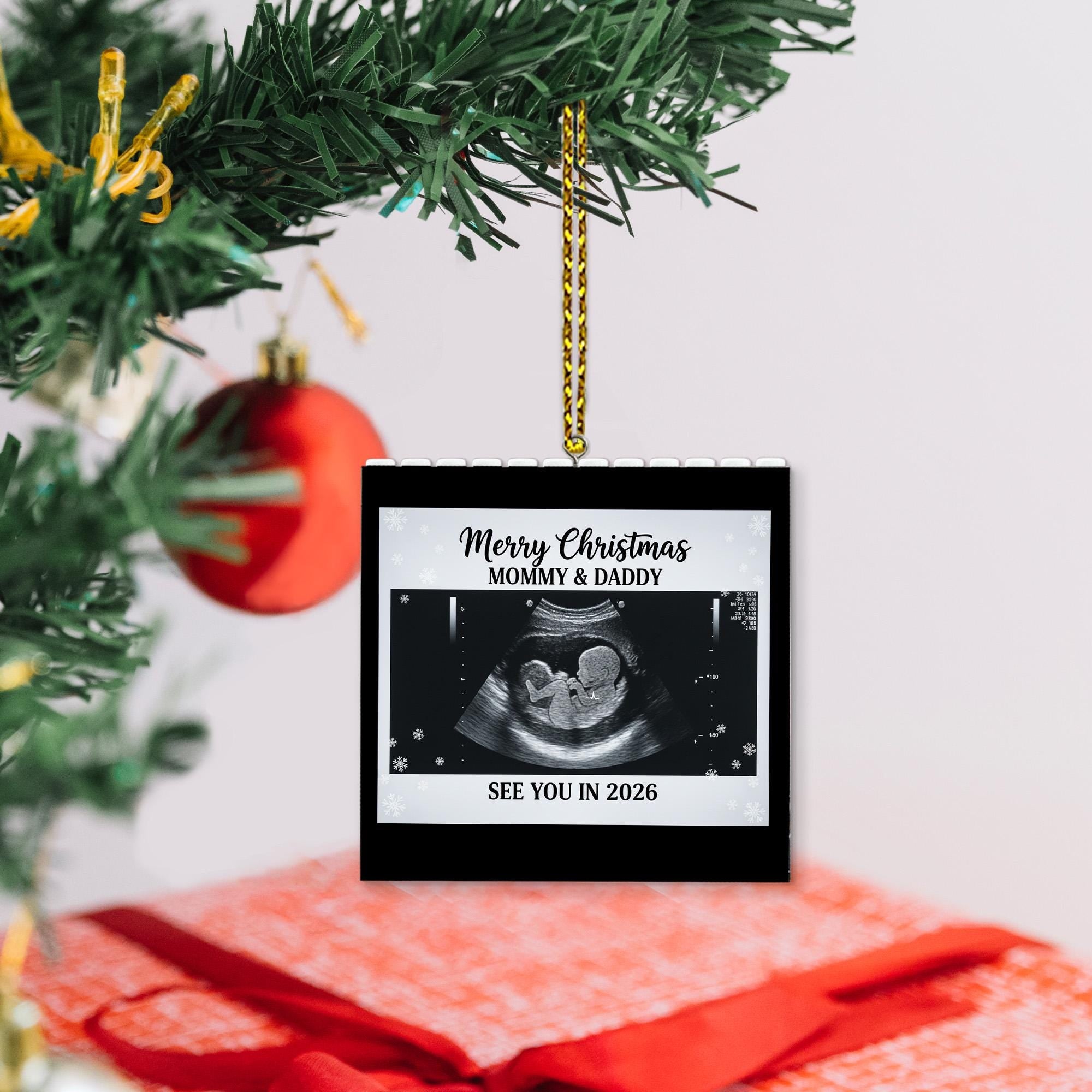 Custom Ultrasound Puzzle Ornament – Personalized Baby Announcement Christmas Keepsake image 4