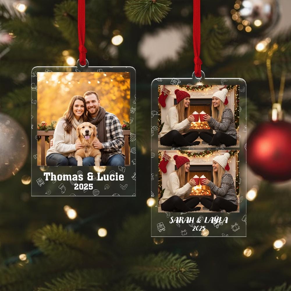 Custom Acrylic Christmas Tree Photo Ornament Keepsake 2025 image 1