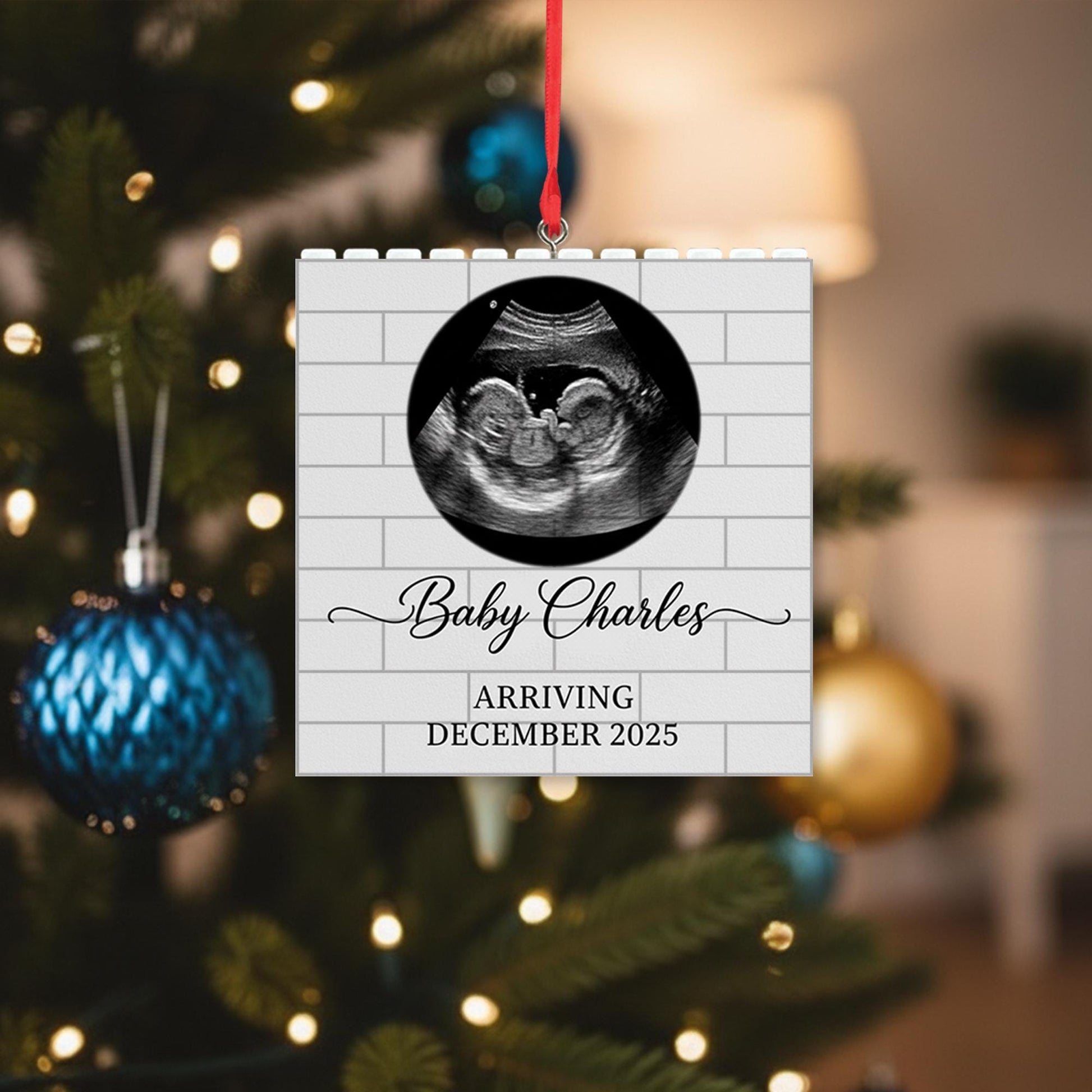 Baby Ultrasound Ornament - Pregnancy Announcement, Baby Keepsake image 1