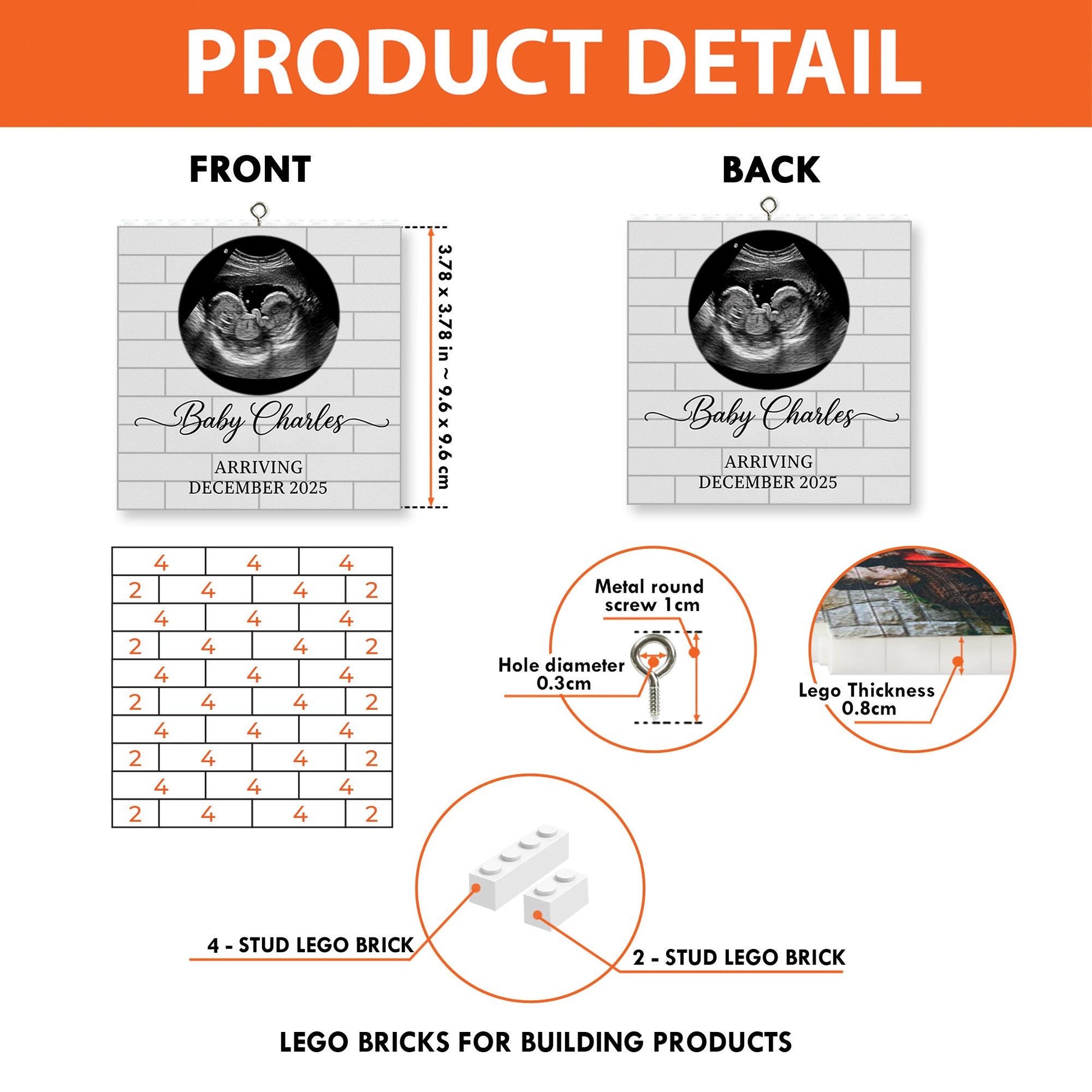 Baby Ultrasound Ornament - Pregnancy Announcement, Baby Keepsake image 5