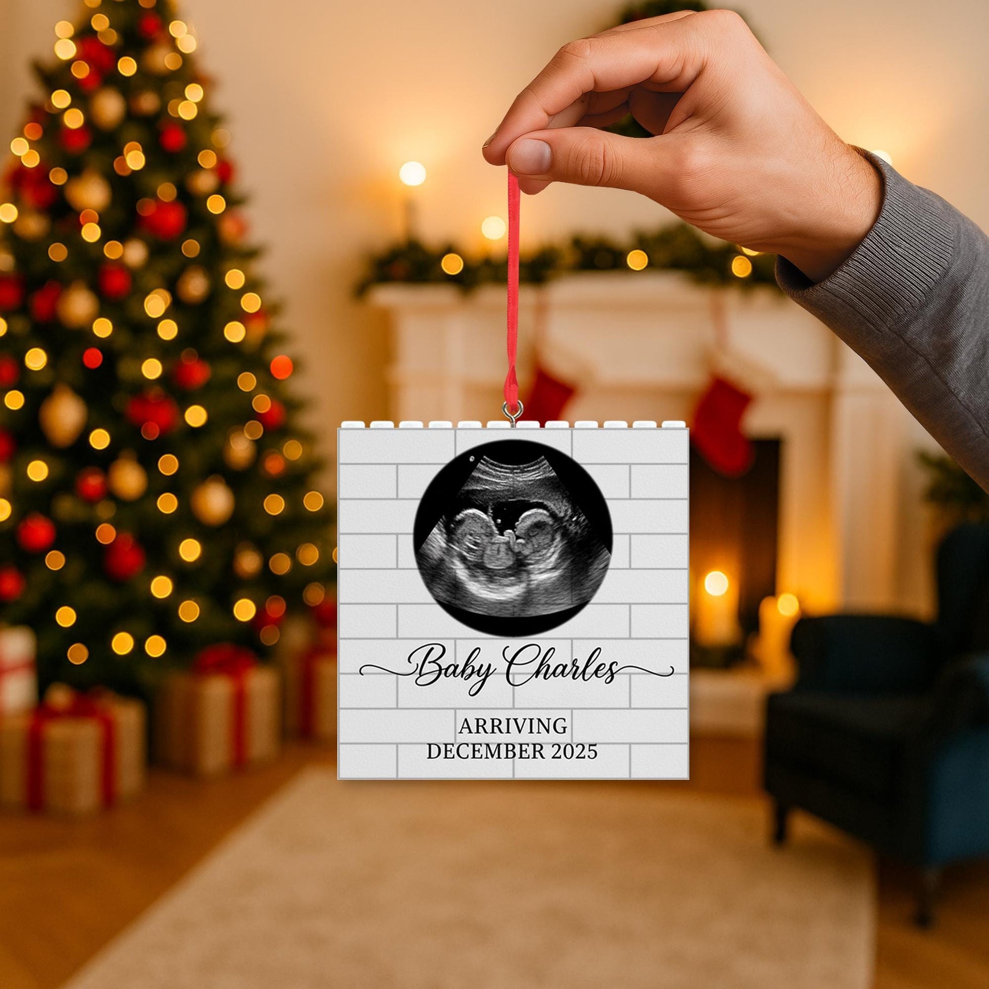 Baby Ultrasound Ornament - Pregnancy Announcement, Baby Keepsake image 4