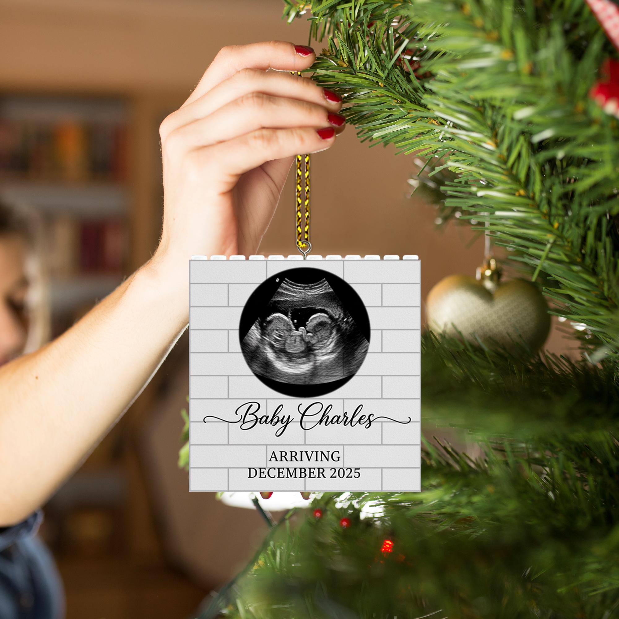 Baby Ultrasound Ornament - Pregnancy Announcement, Baby Keepsake image 2