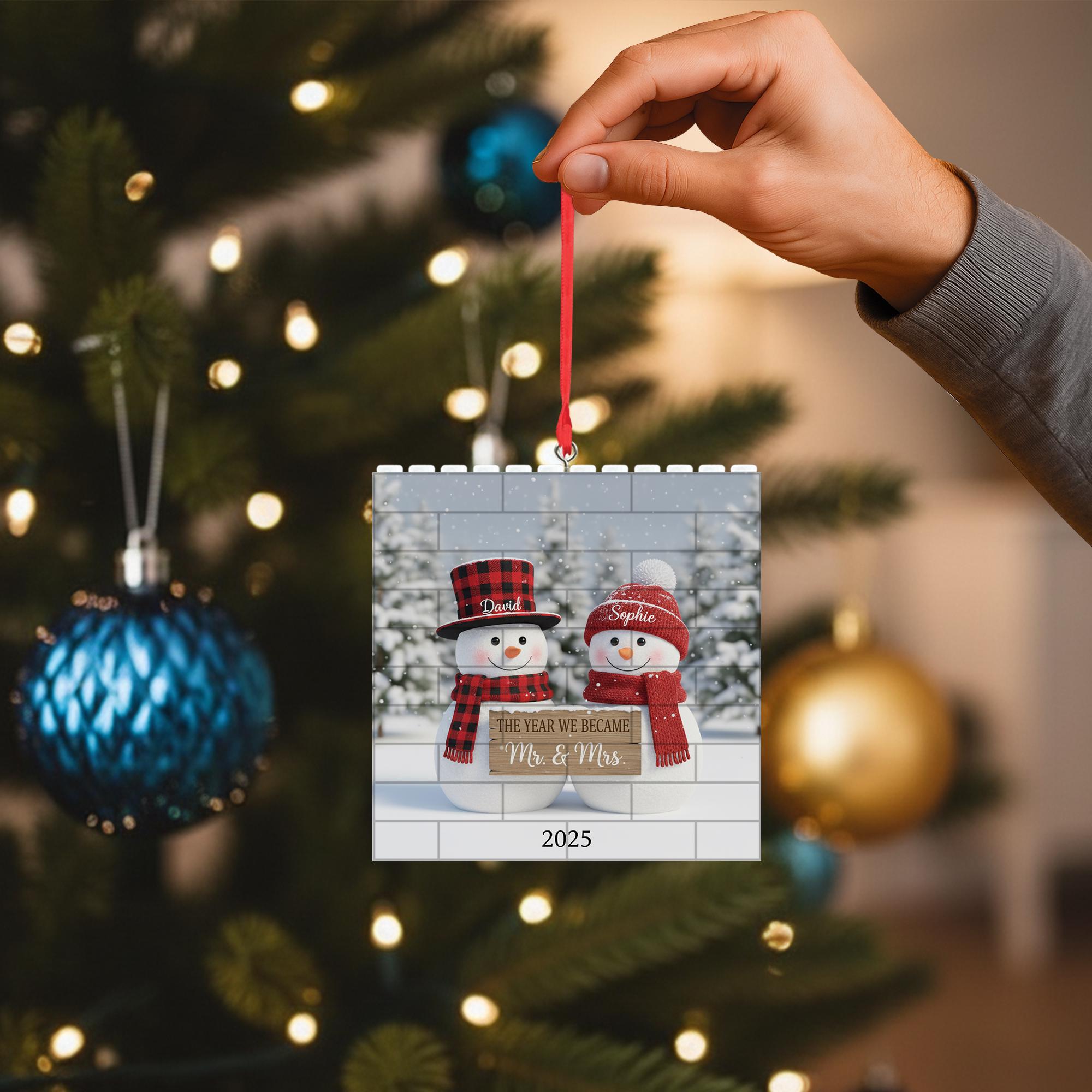 Mr. & Mrs. Ornament: Puzzle Bricks Christmas Ornament, Newlywed Gift 2025 image 1