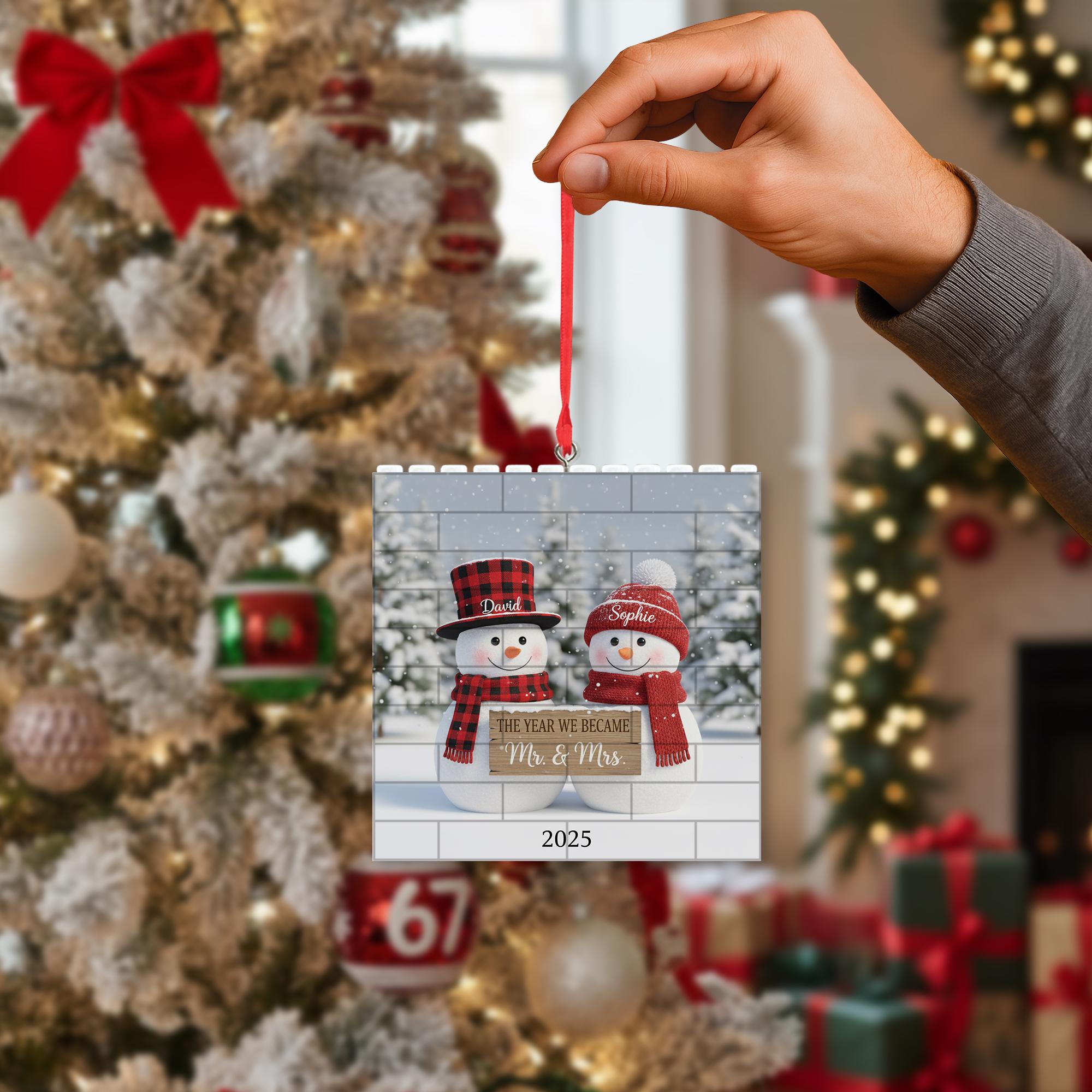 Mr. & Mrs. Ornament: Puzzle Bricks Christmas Ornament, Newlywed Gift 2025 image 2