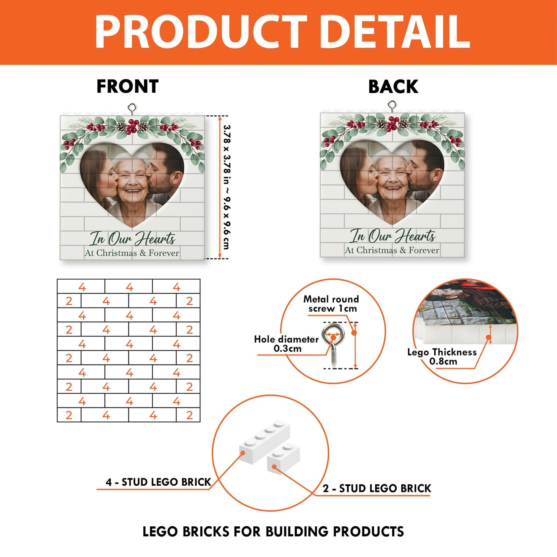 Memorial Ornament: Puzzle Bricks Photo Ornament, Loved One Keepsake image 5