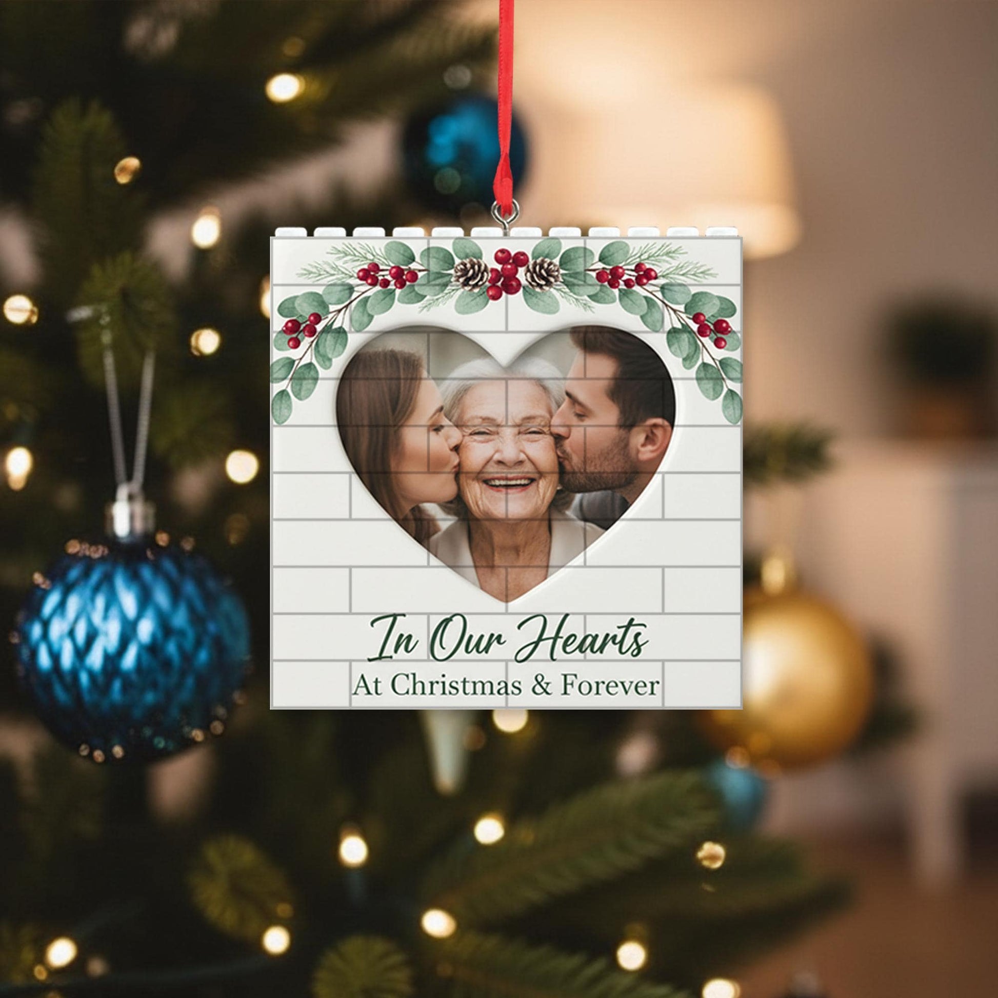 Memorial Ornament: Puzzle Bricks Photo Ornament, Loved One Keepsake image 3