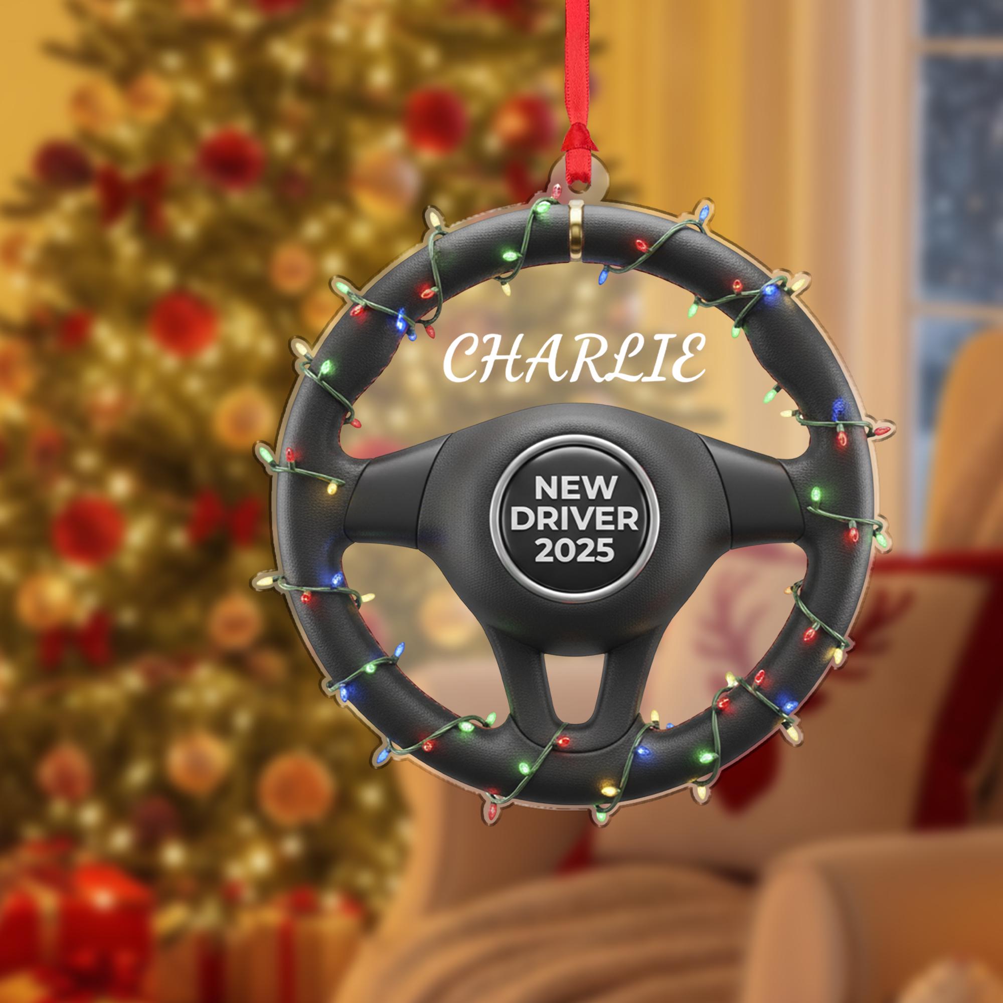 Personalized Steering Wheel Ornament – New Driver Gift image 1