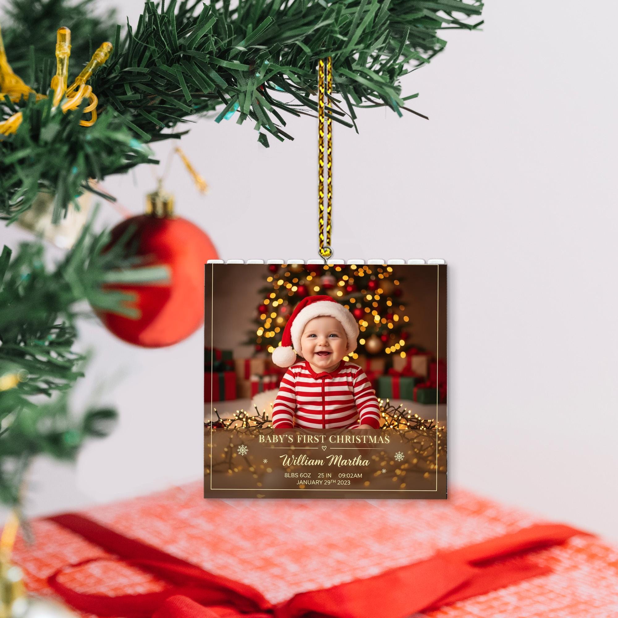 Custom Baby Photo Ornament: First Christmas Keepsake image 1