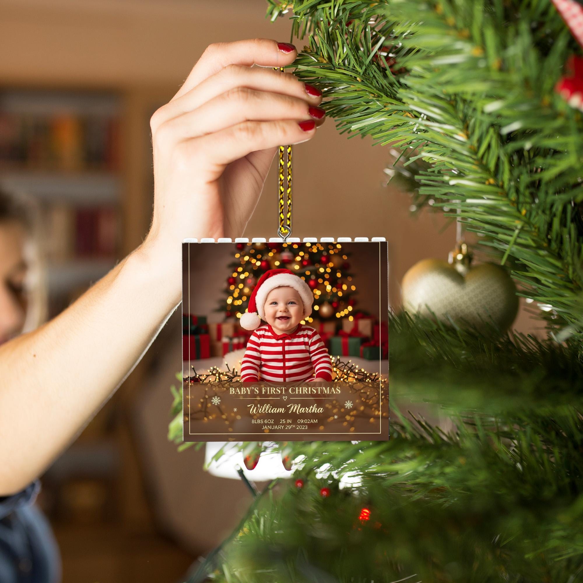 Custom Baby Photo Ornament: First Christmas Keepsake image 4