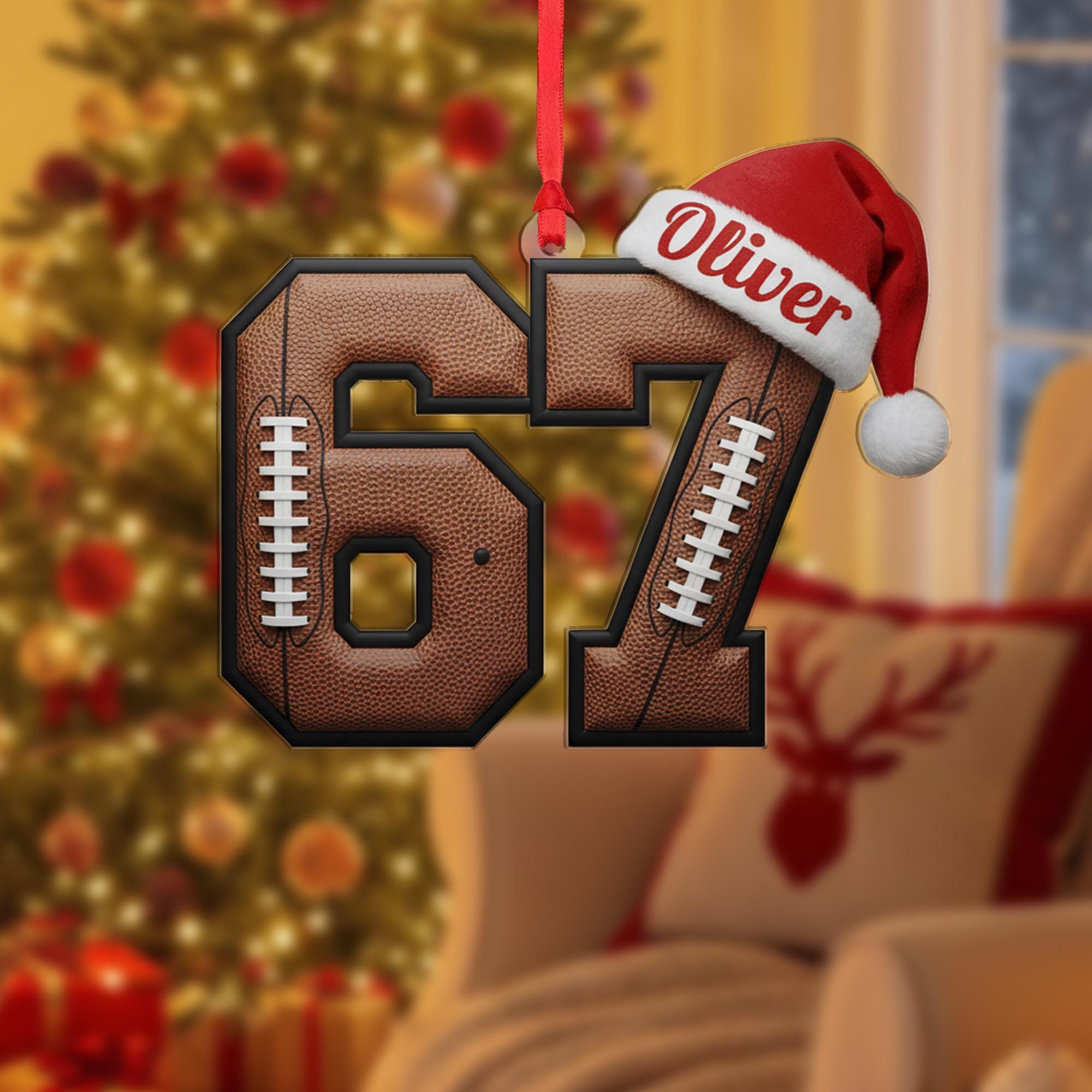 Personalized Football Number Ornament: Custom Jersey Name, Acrylic Sports Player Gift image 2
