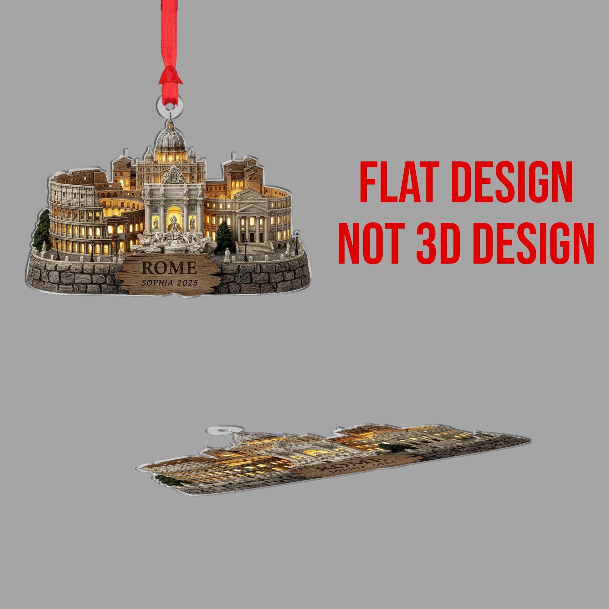 Custom Rome Landmark Acrylic Ornament: Sophisticated 2025 Travel Keepsake image 6