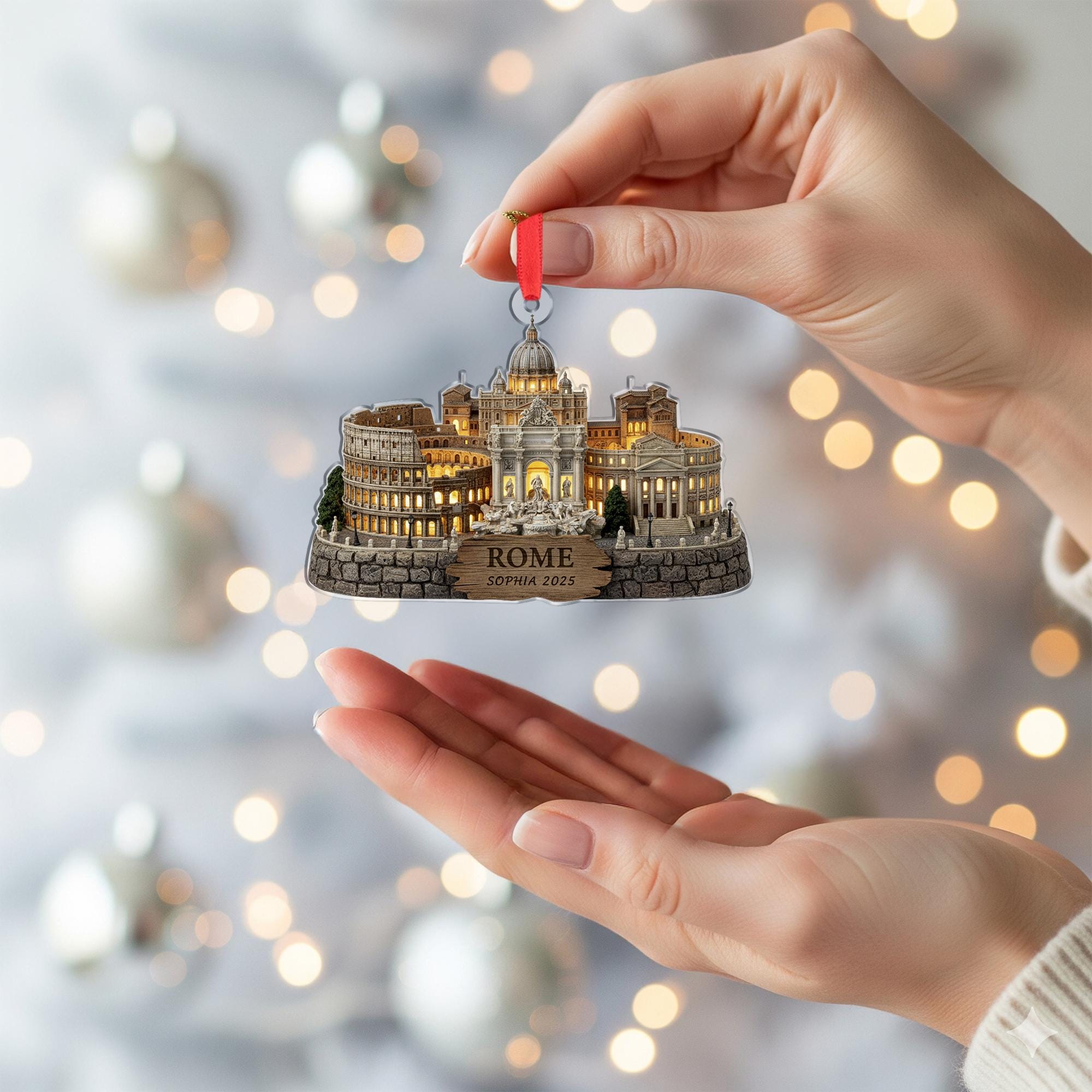 Custom Rome Landmark Acrylic Ornament: Sophisticated 2025 Travel Keepsake image 2