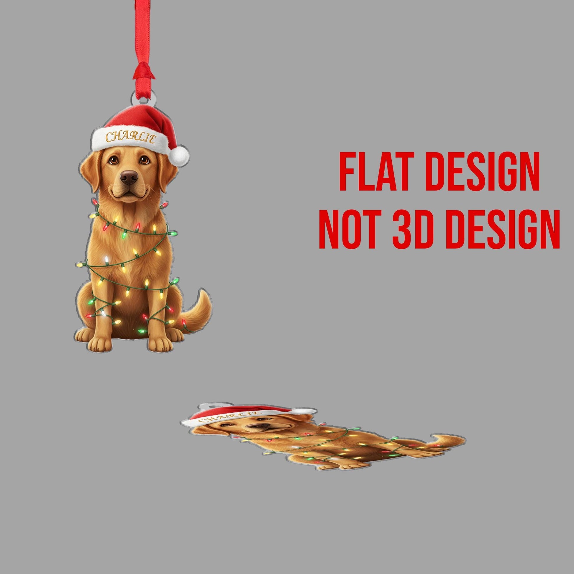 Personalized Golden Retriever Ornament: Christmas Pet Keepsake, Santa Hat image 3