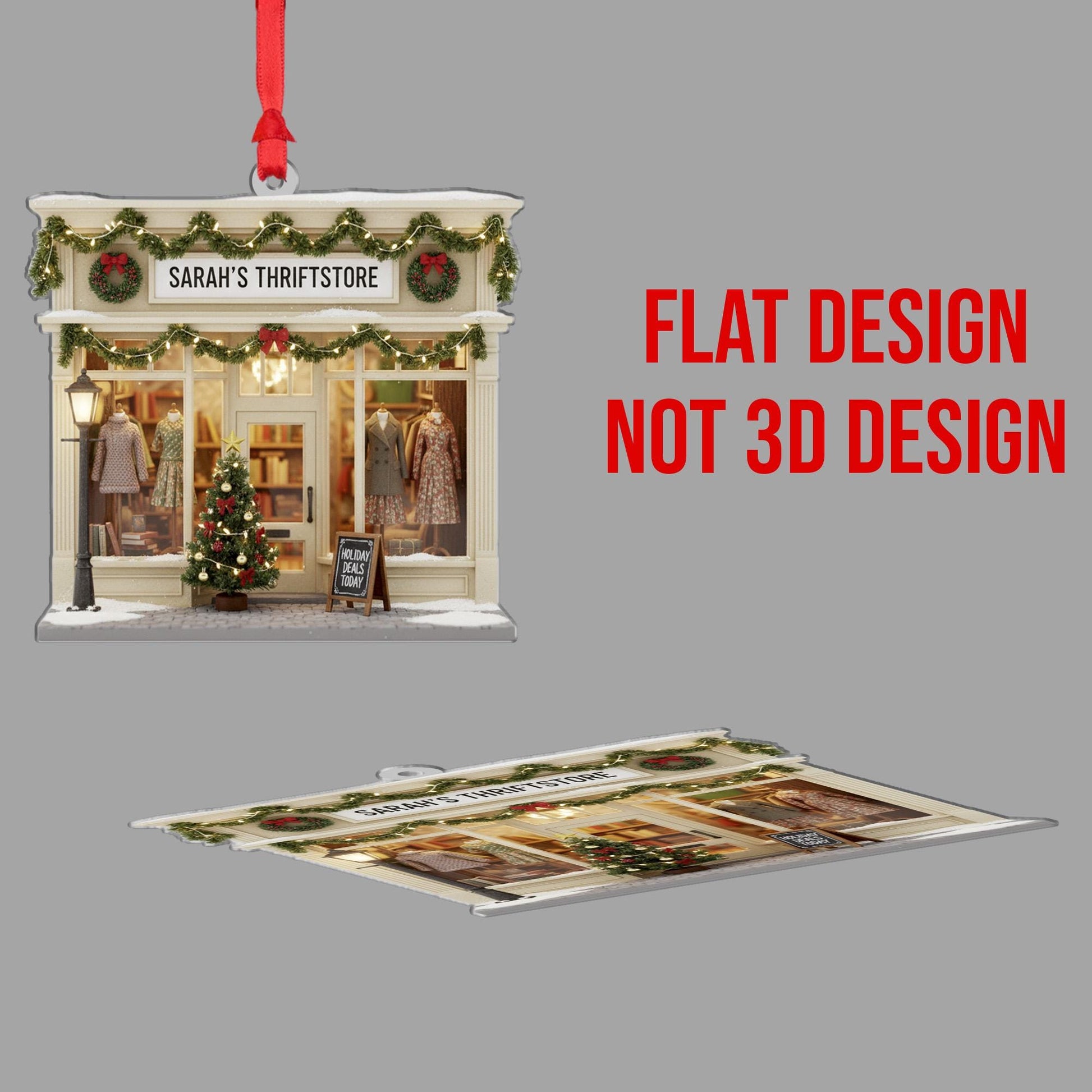Custom Thrift Store Ornament – Holiday Boutique Keepsake, Small Business Gift image 3
