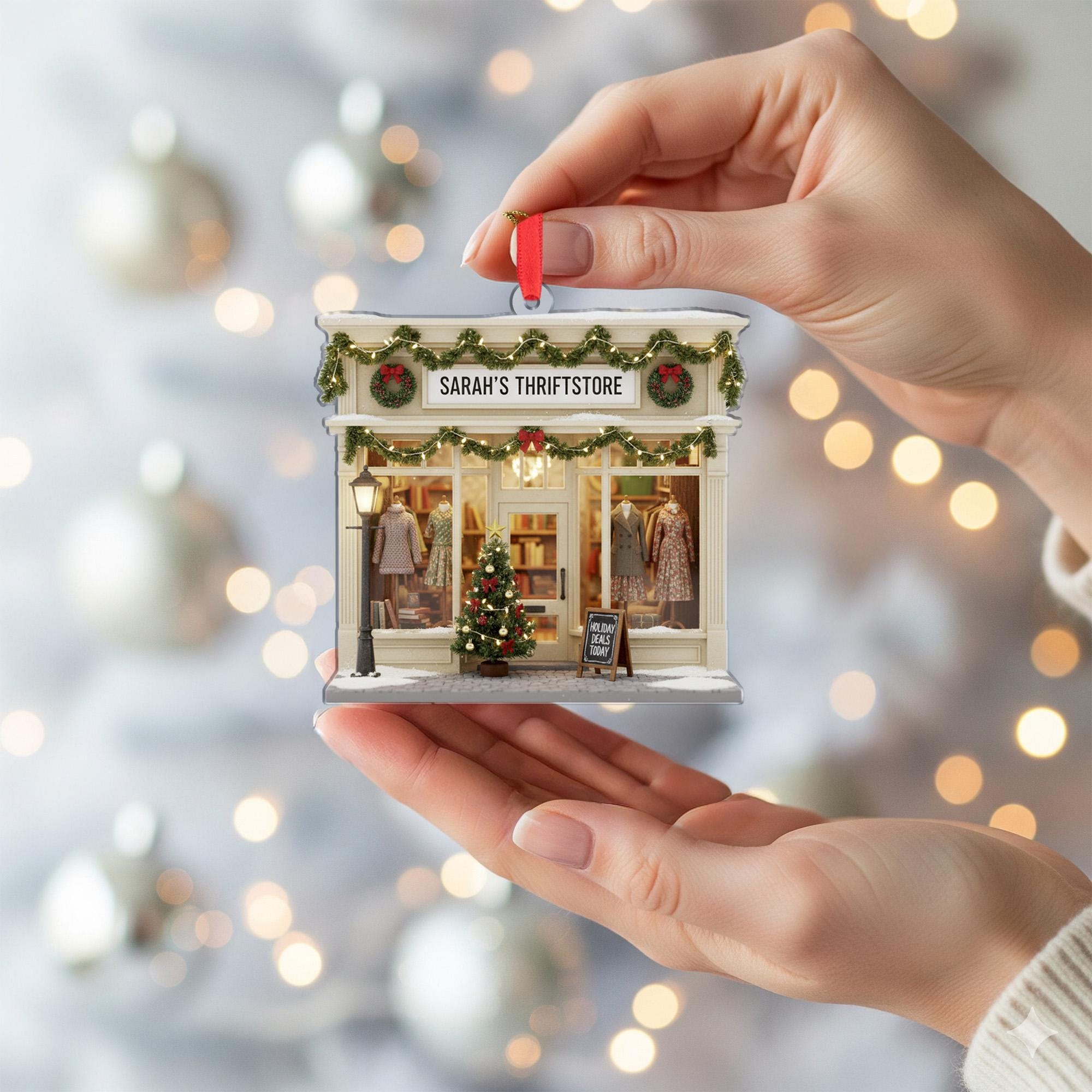 Custom Thrift Store Ornament – Holiday Boutique Keepsake, Small Business Gift image 4