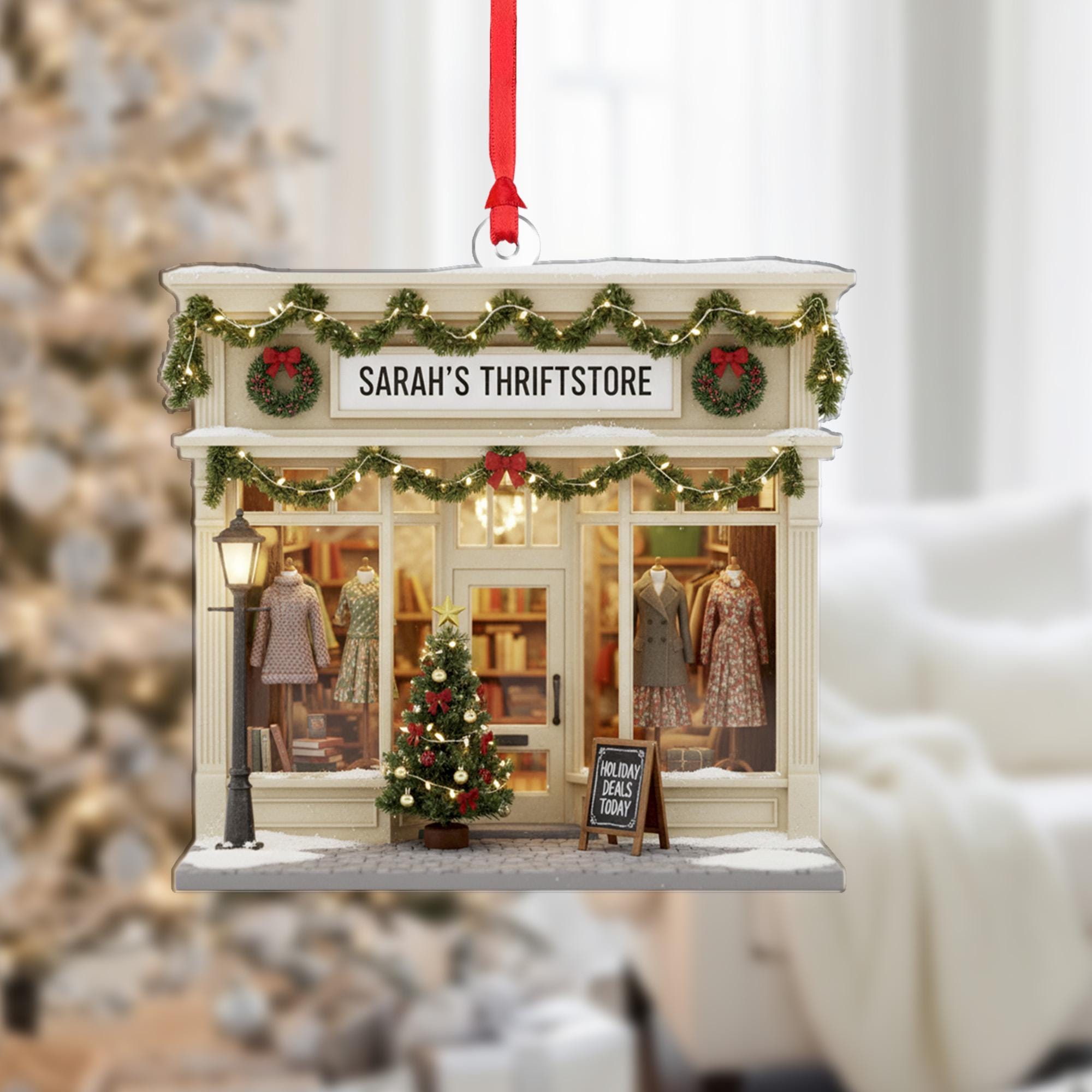 Custom Thrift Store Ornament – Holiday Boutique Keepsake, Small Business Gift image 1
