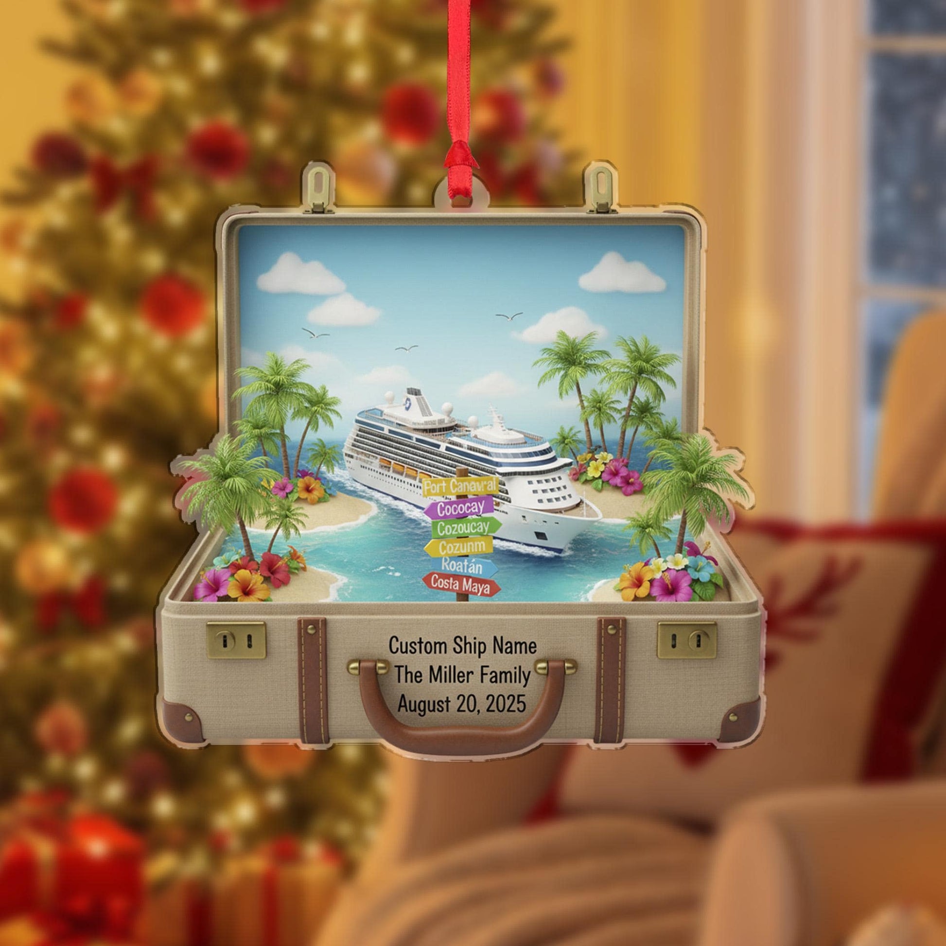 Custom Cruise Travel Ornament – Personalized Vacation Keepsake with Ship Name and Family Destination image 5