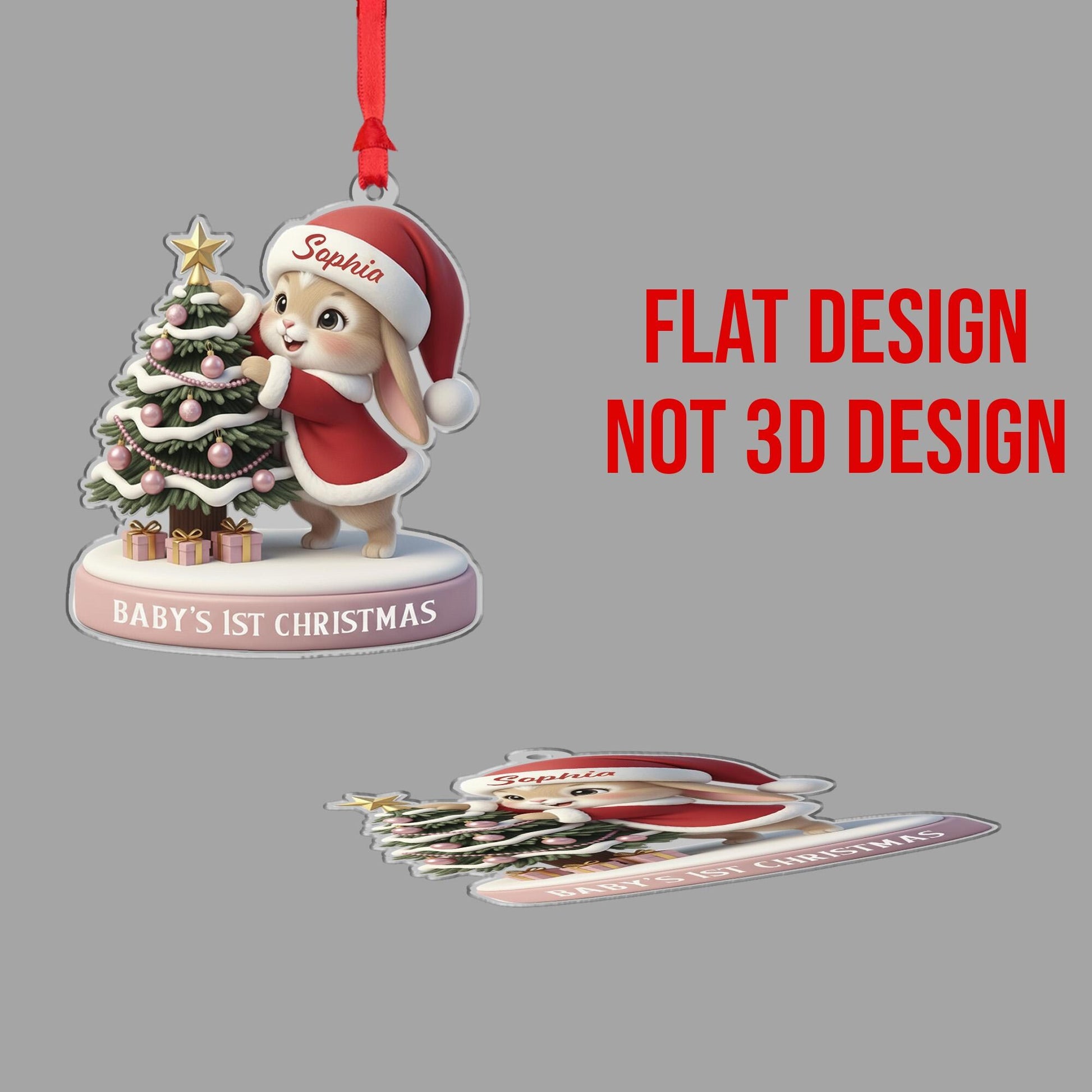 Personalized Baby’s First Christmas Ornament – Custom Name Bunny Decoration, Newborn Holiday Keepsake image 5