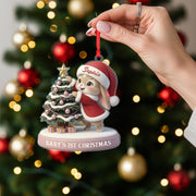 Personalized Baby’s First Christmas Ornament – Custom Name Bunny Decoration, Newborn Holiday Keepsake image 1