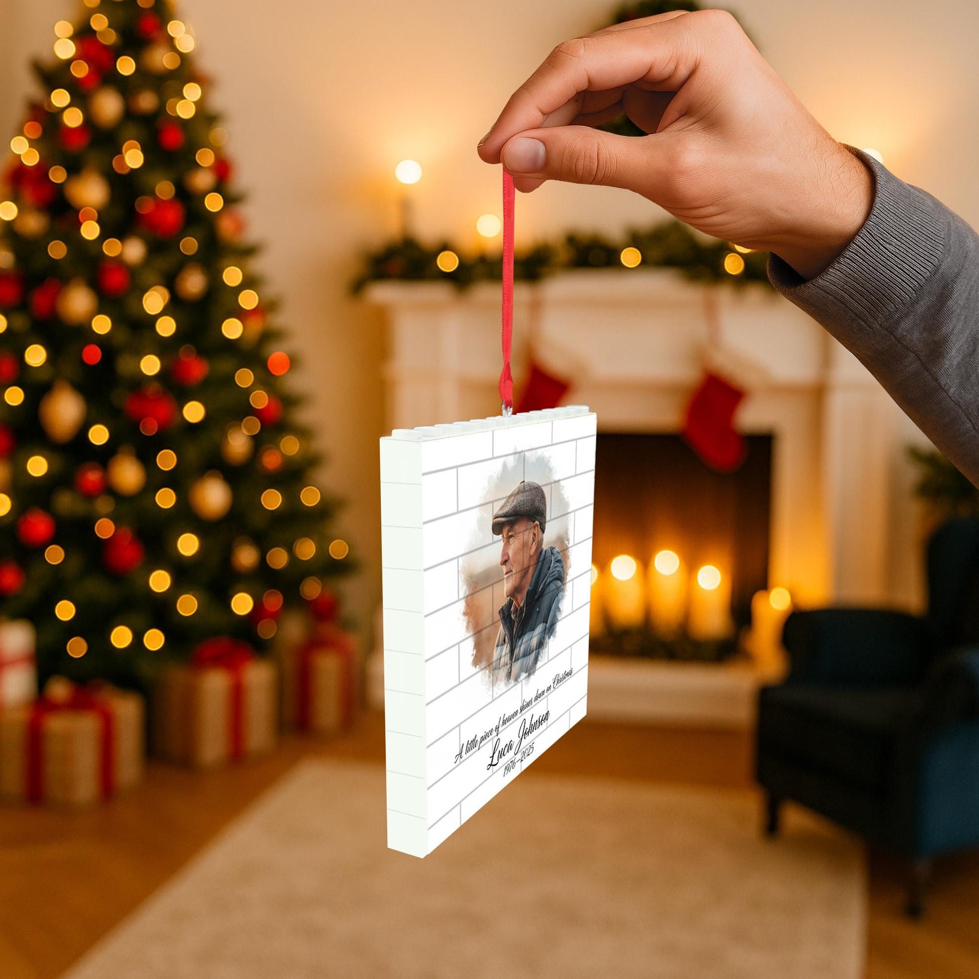 Custom Memorial Puzzle Ornament – Personalized Photo Christmas Keepsake in Loving Memory Decor image 3
