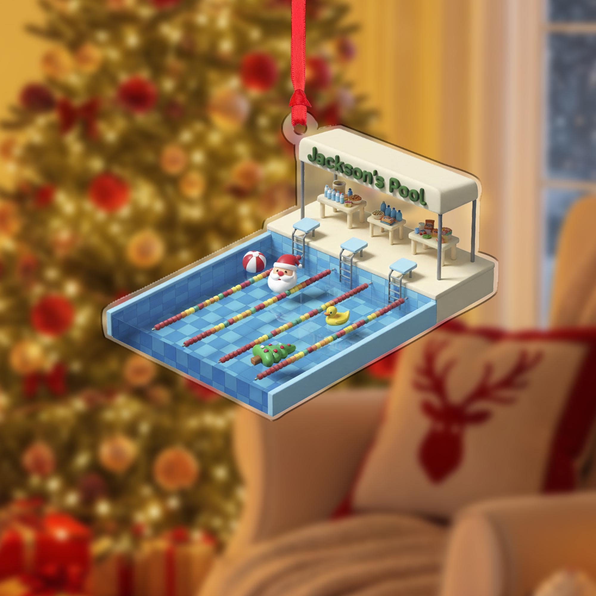 Personalized Pool Ornament – Swimming Decoration, Mini Pool Scene, Christmas Tree Keepsake for Swimmers image 7