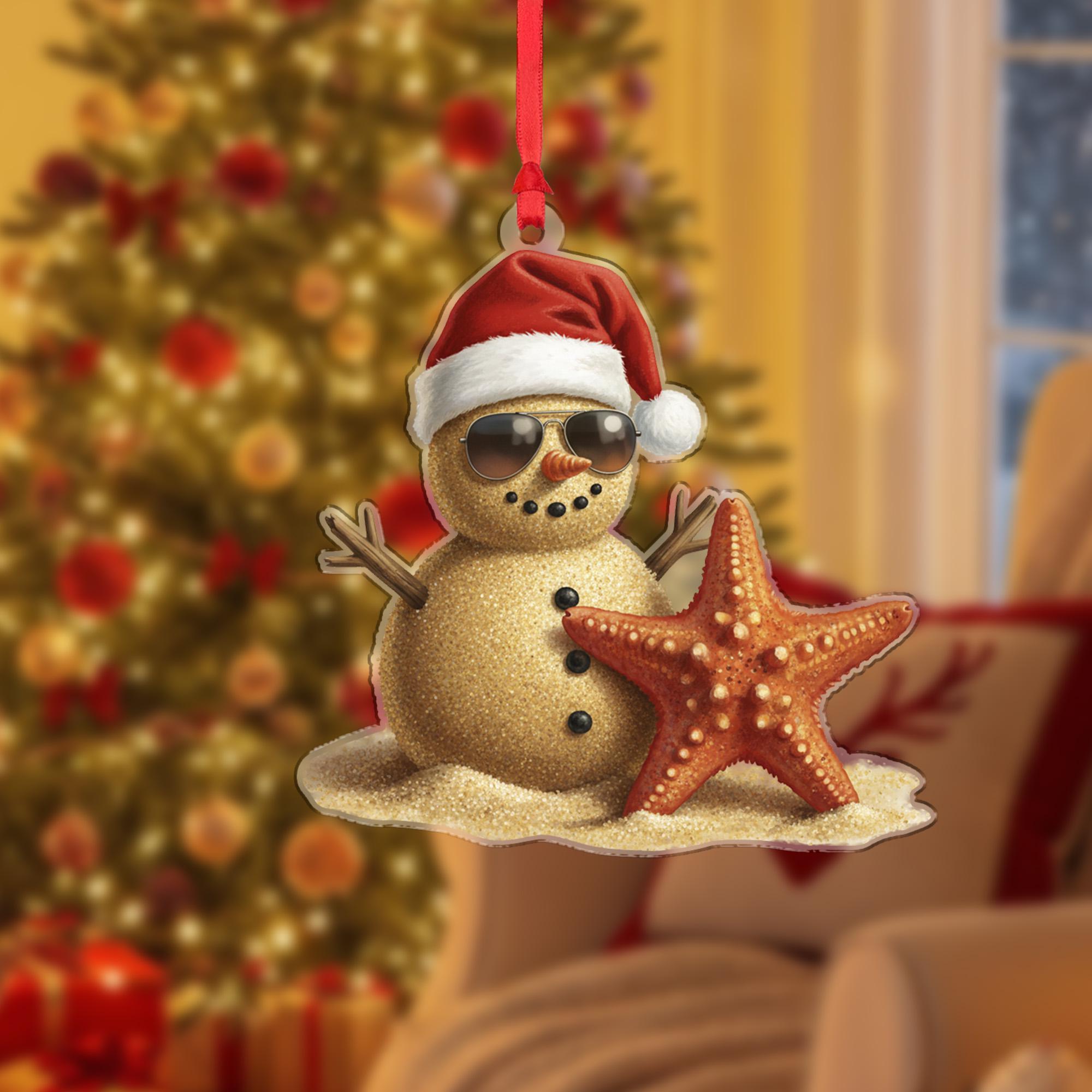 Beach Sand Snowman Ornament – Coastal Christmas Decoration, Tropical Holiday Tree Keepsake image 6
