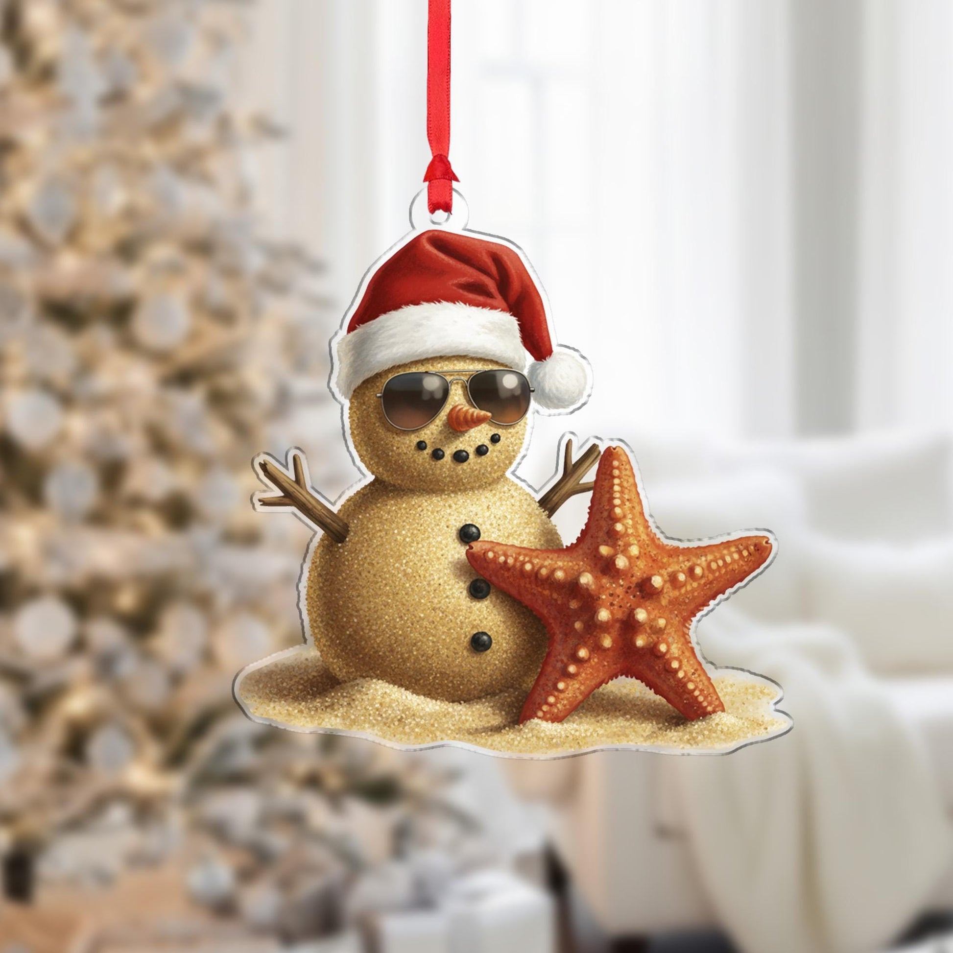 Beach Sand Snowman Ornament – Coastal Christmas Decoration, Tropical Holiday Tree Keepsake image 7