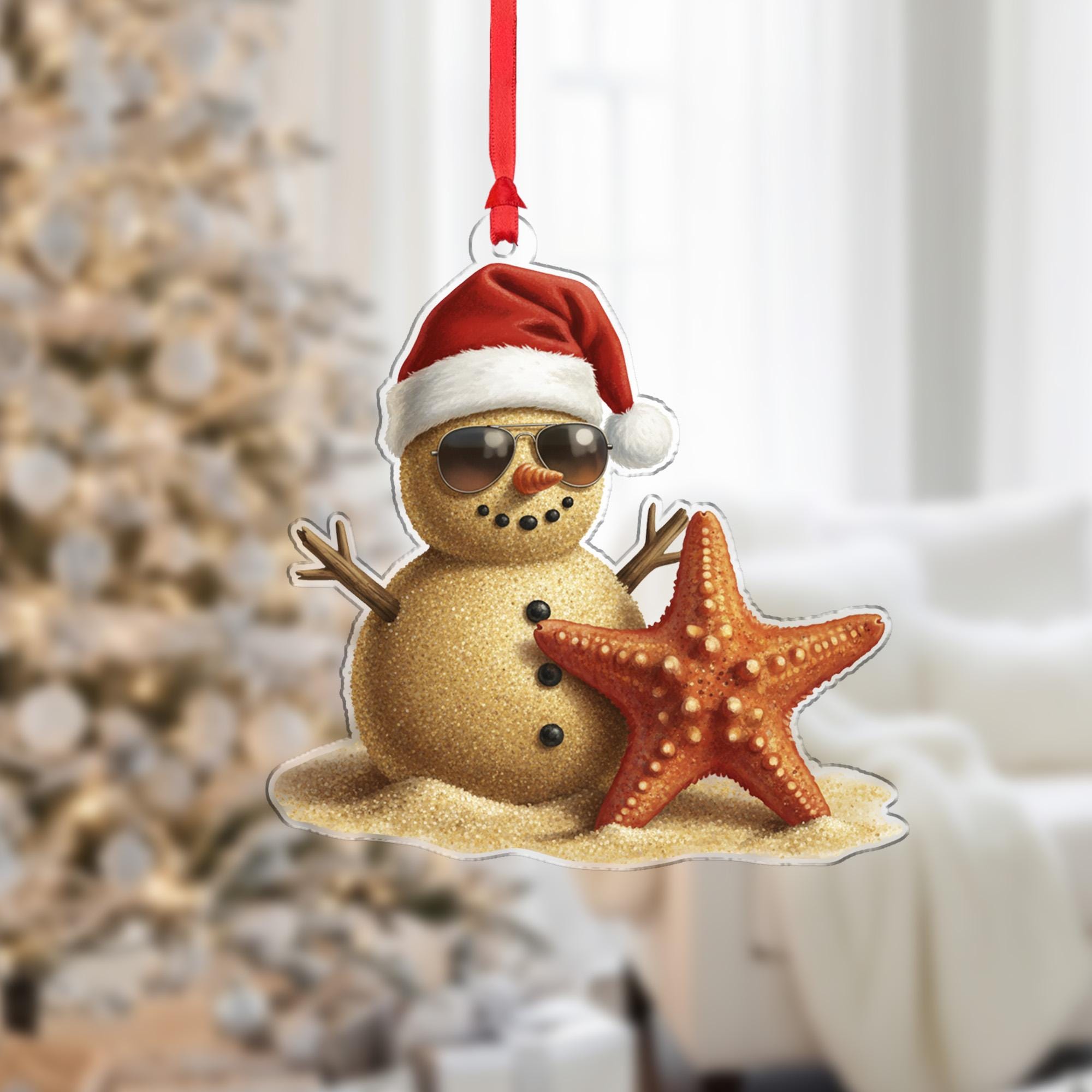 Beach Sand Snowman Ornament – Coastal Christmas Decoration, Tropical Holiday Tree Keepsake image 7