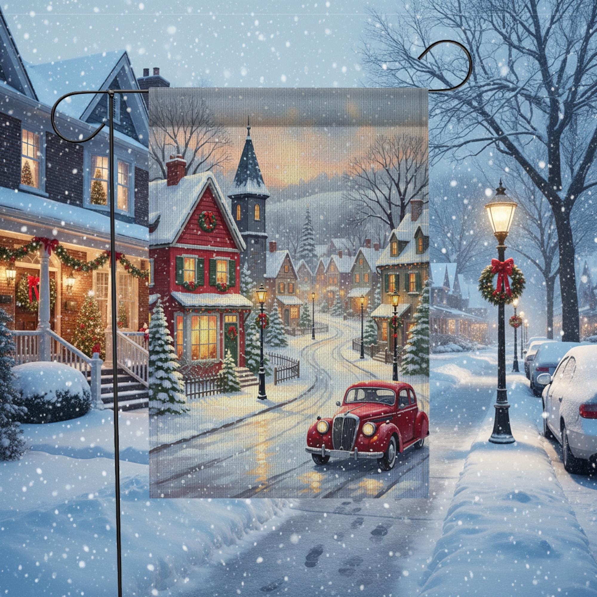 Christmas Village Garden Flag – Winter Scene Yard Decoration, Holiday Outdoor Decor image 1