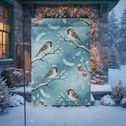 Winter Bird Garden Flag – Sparrow and Berry Yard Decoration, Seasonal Outdoor Decor image 1