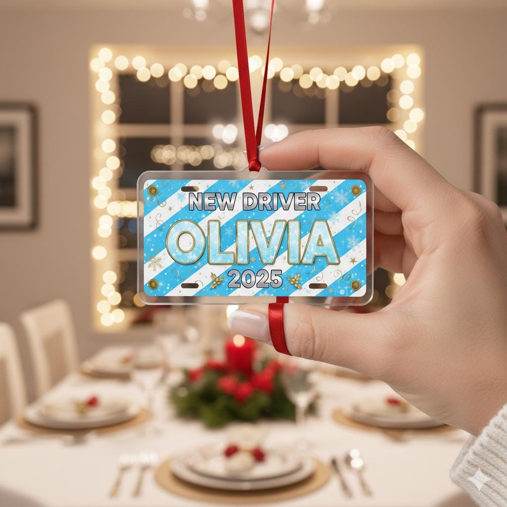 Custom New Driver Ornament – Personalized License Plate Christmas Tree Decoration 2025 Keepsake image 2