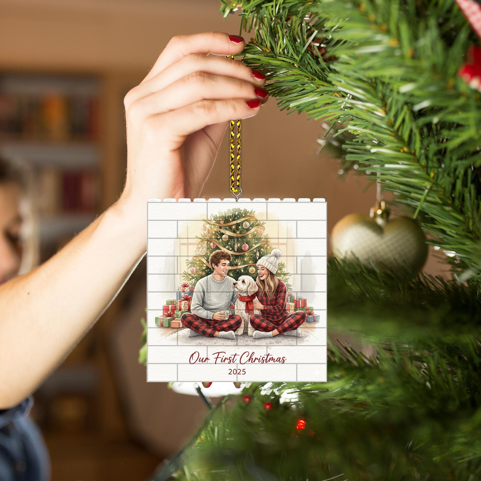 Our First Christmas Ornament: Puzzle Bricks Ornament 2025, Couple Keepsake Gift image 4