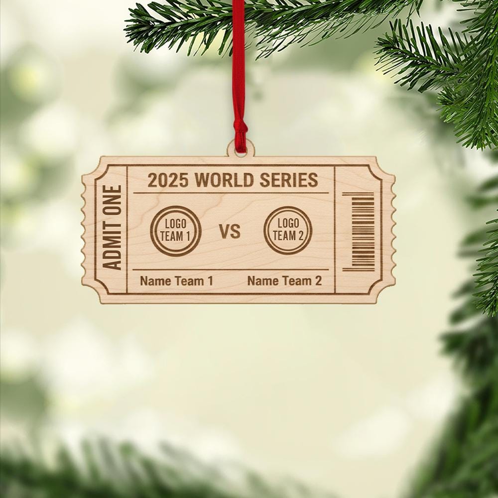Sports Ticket Ornament: Custom Wooden Ornament, Baseball Fan Gift image 2