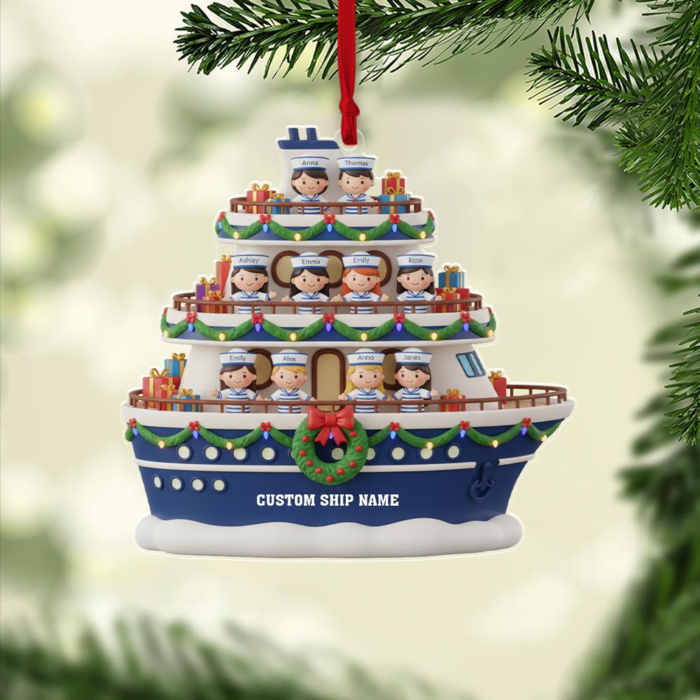 Family Cruise Ship Ornament: Personalized Christmas Ornament, Custom Name Keepsake image 2