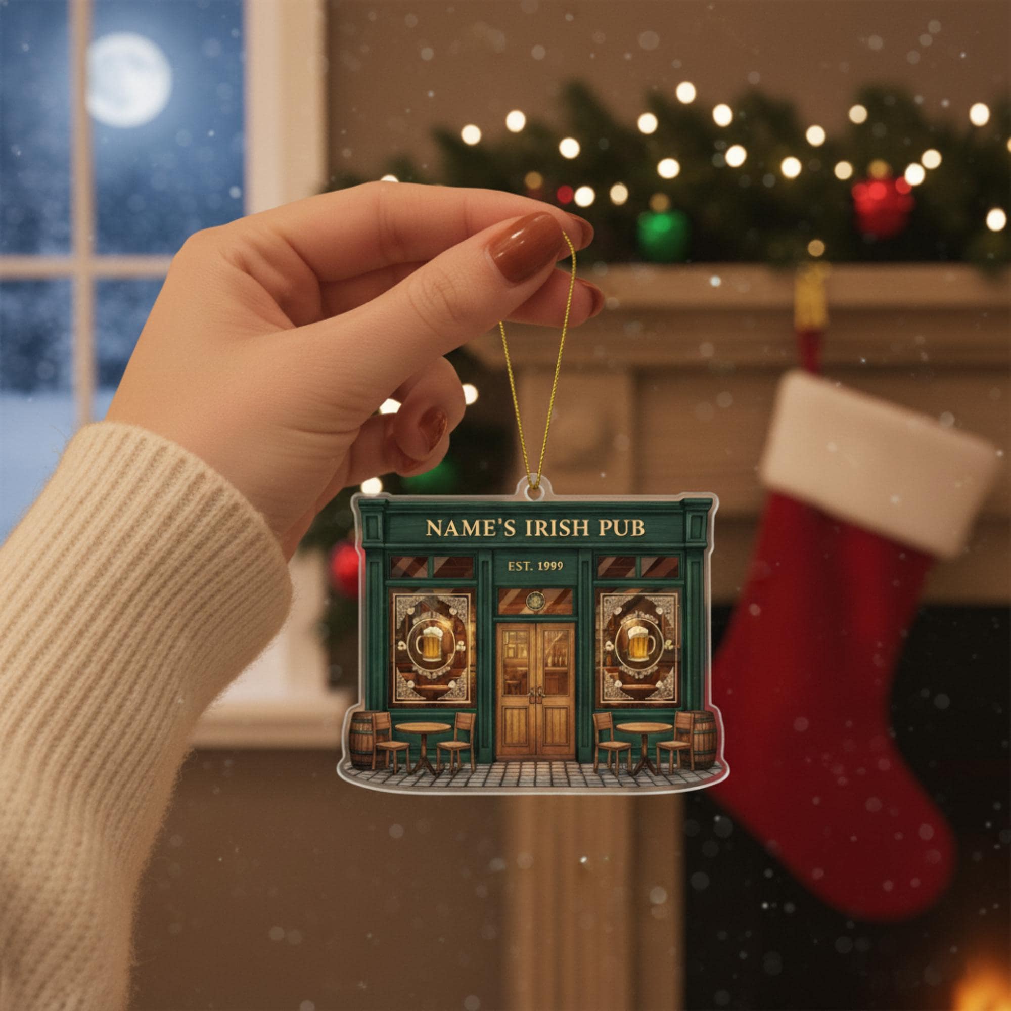 Custom Irish Pub Ornament – Personalized Bar Front Christmas Tree Decoration Irish Keepsake image 1