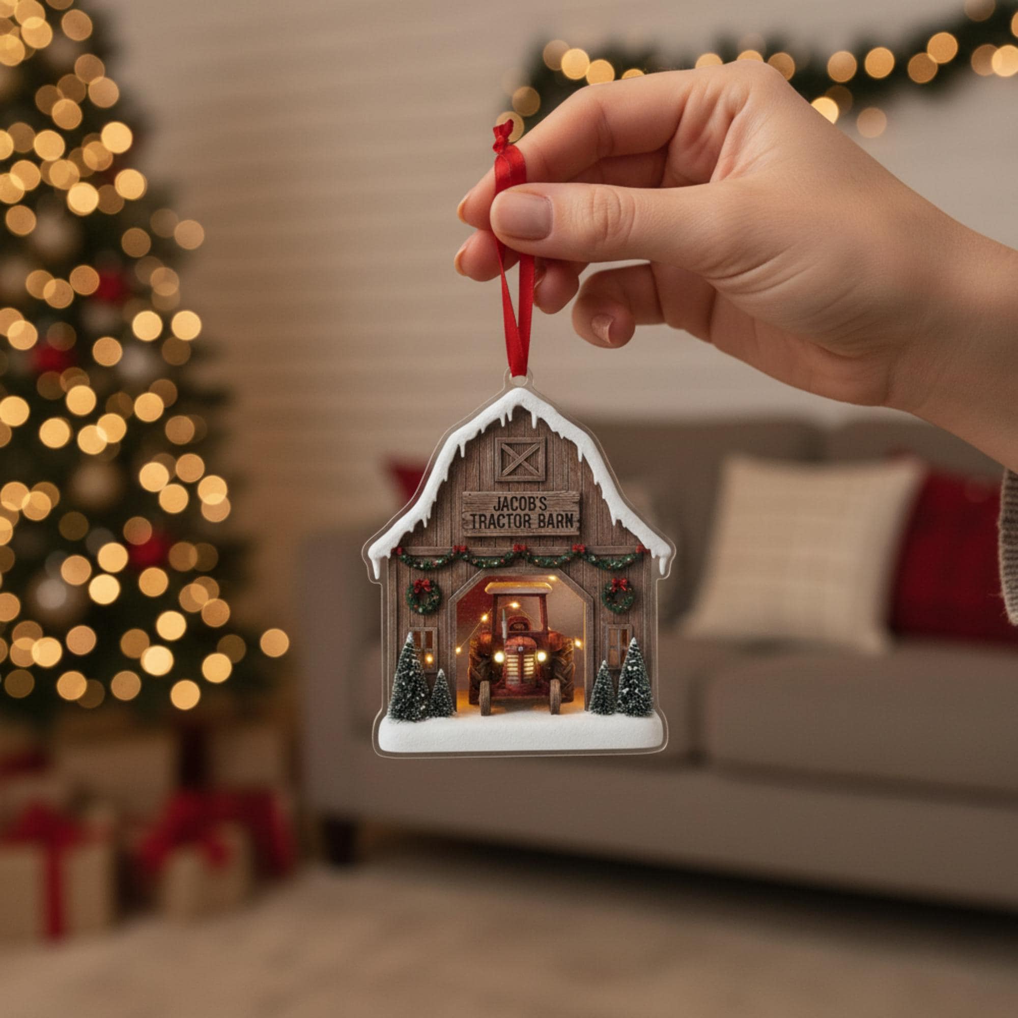 Custom Tractor Ornament – Personalized Farm Barn Christmas Tree Decoration for Farmer Keepsake 2025 image 5
