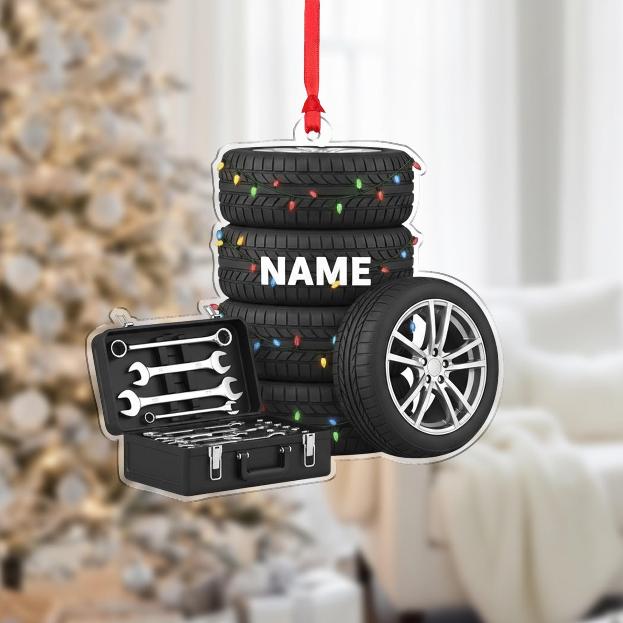 Personalized Mechanic Ornament: Car Repair Ornament, Auto Tech, Tire Shop Christmas Gifts image 2