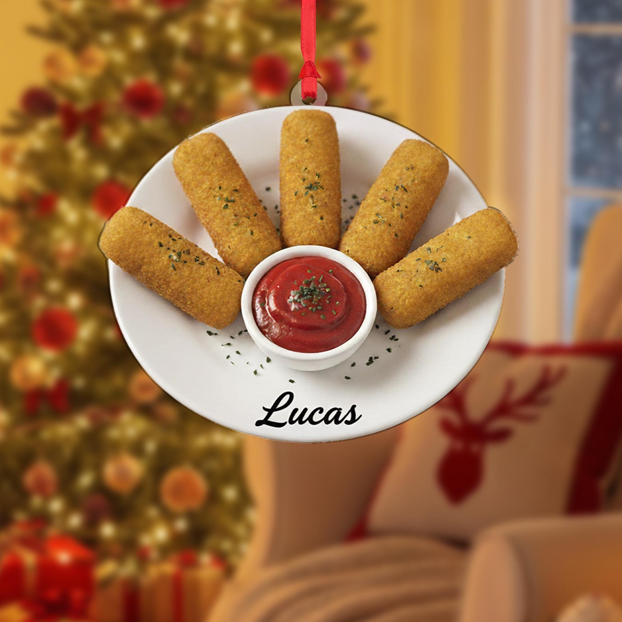 Personalized Mozzarella Sticks Ornament: Food Ornament, Fried Cheese, Snack Lover Gift image 2