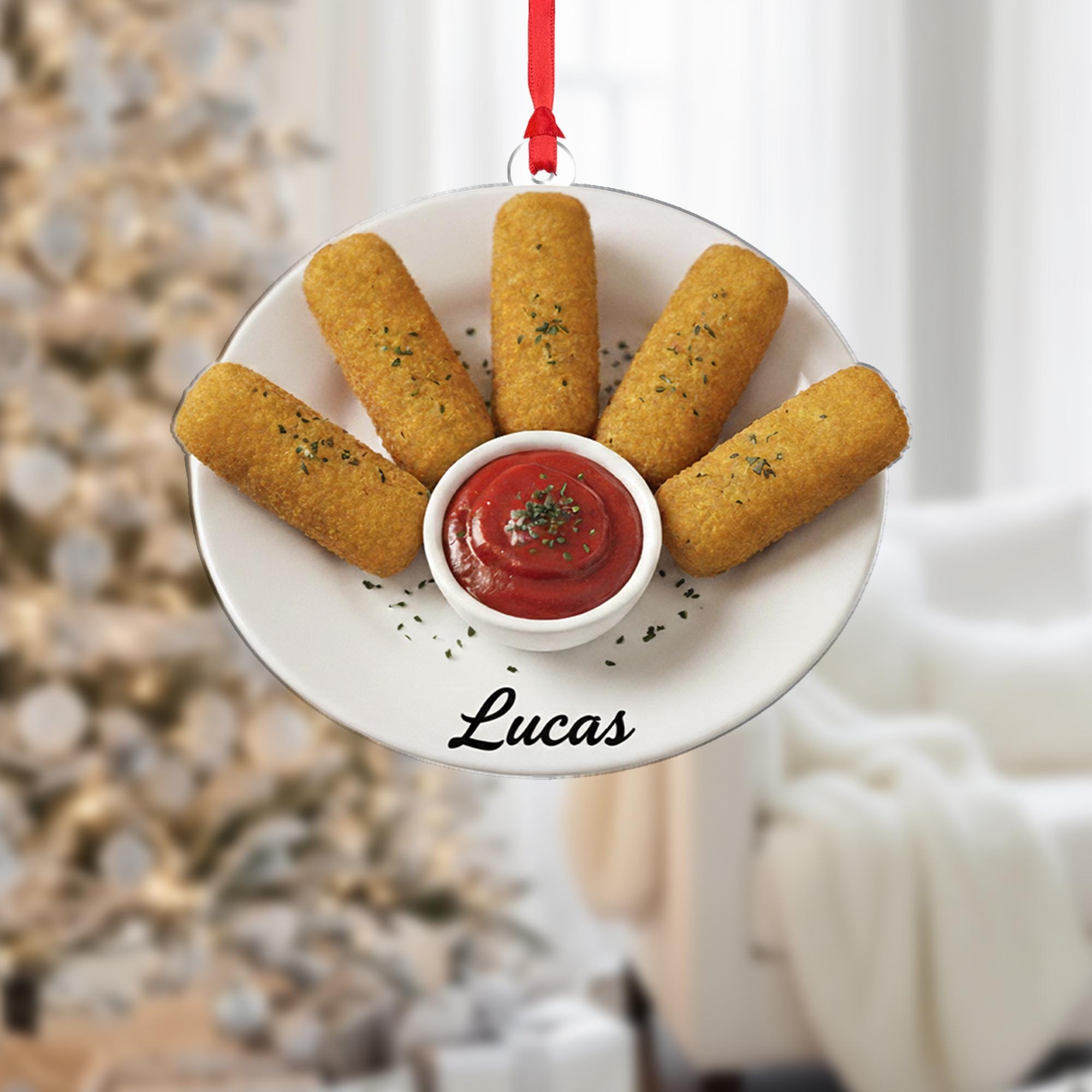 Personalized Mozzarella Sticks Ornament: Food Ornament, Fried Cheese, Snack Lover Gift image 1