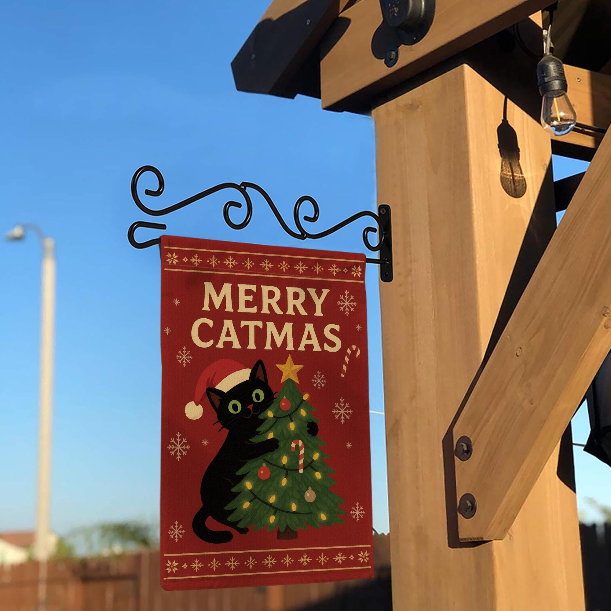 Funny “Merry Catmas” Garden Flag – Cat Lover Yard Flag, Outdoor Holiday Decor image 2