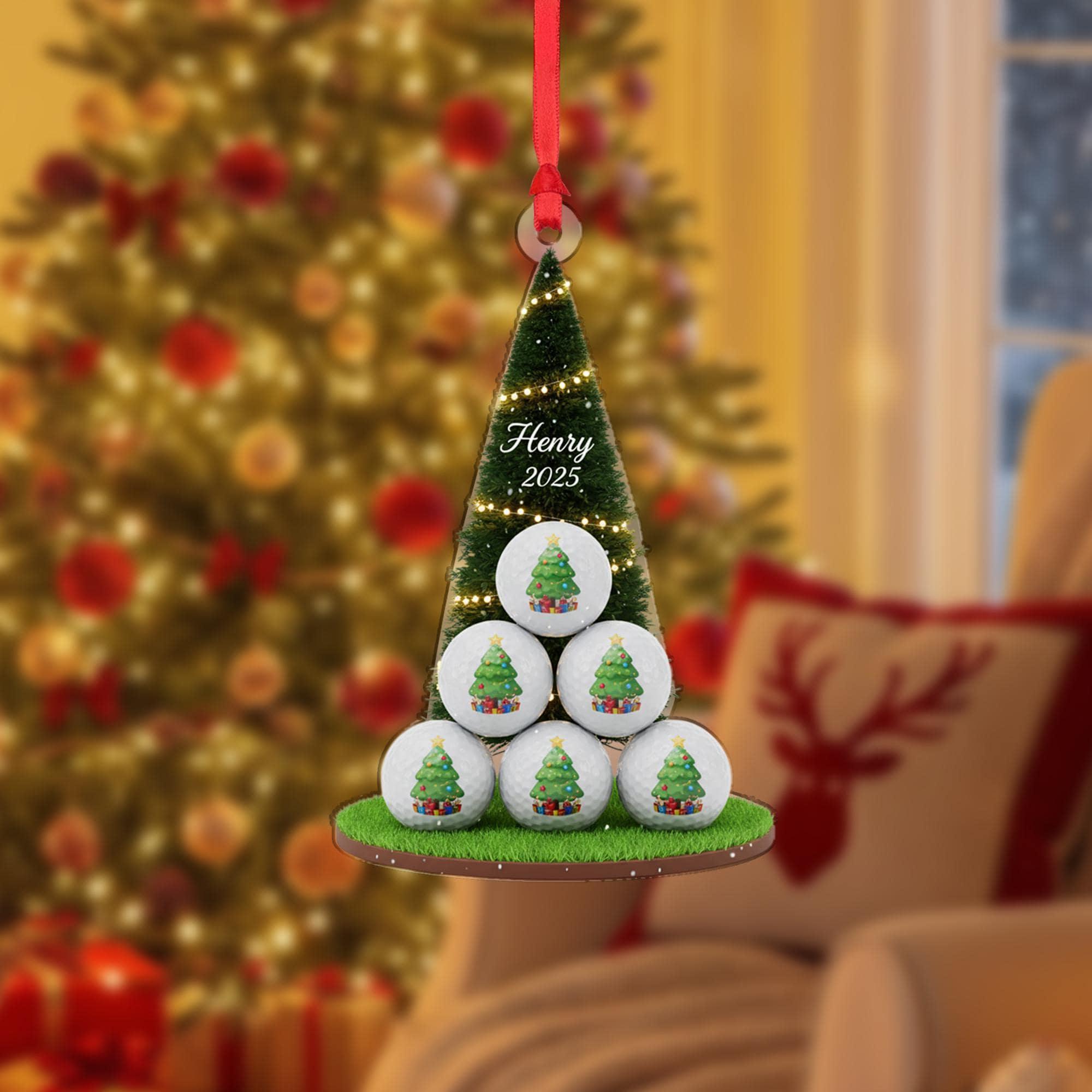 Personalized Golf Ball Christmas Tree Ornament: Golfer Gift image 2