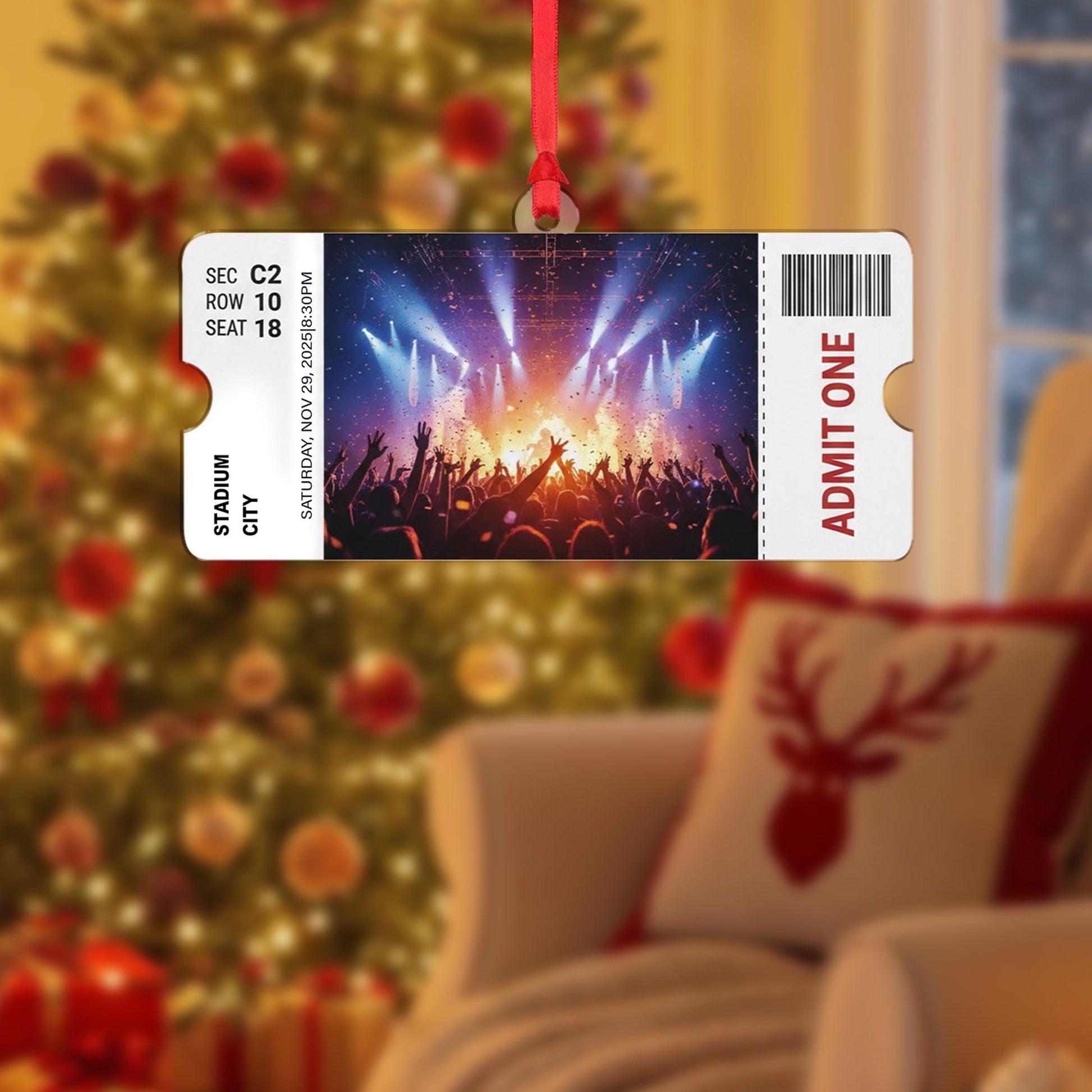 Custom Concert Ticket Ornament - Personalized Music Event Stub Keepsake Gift image 6