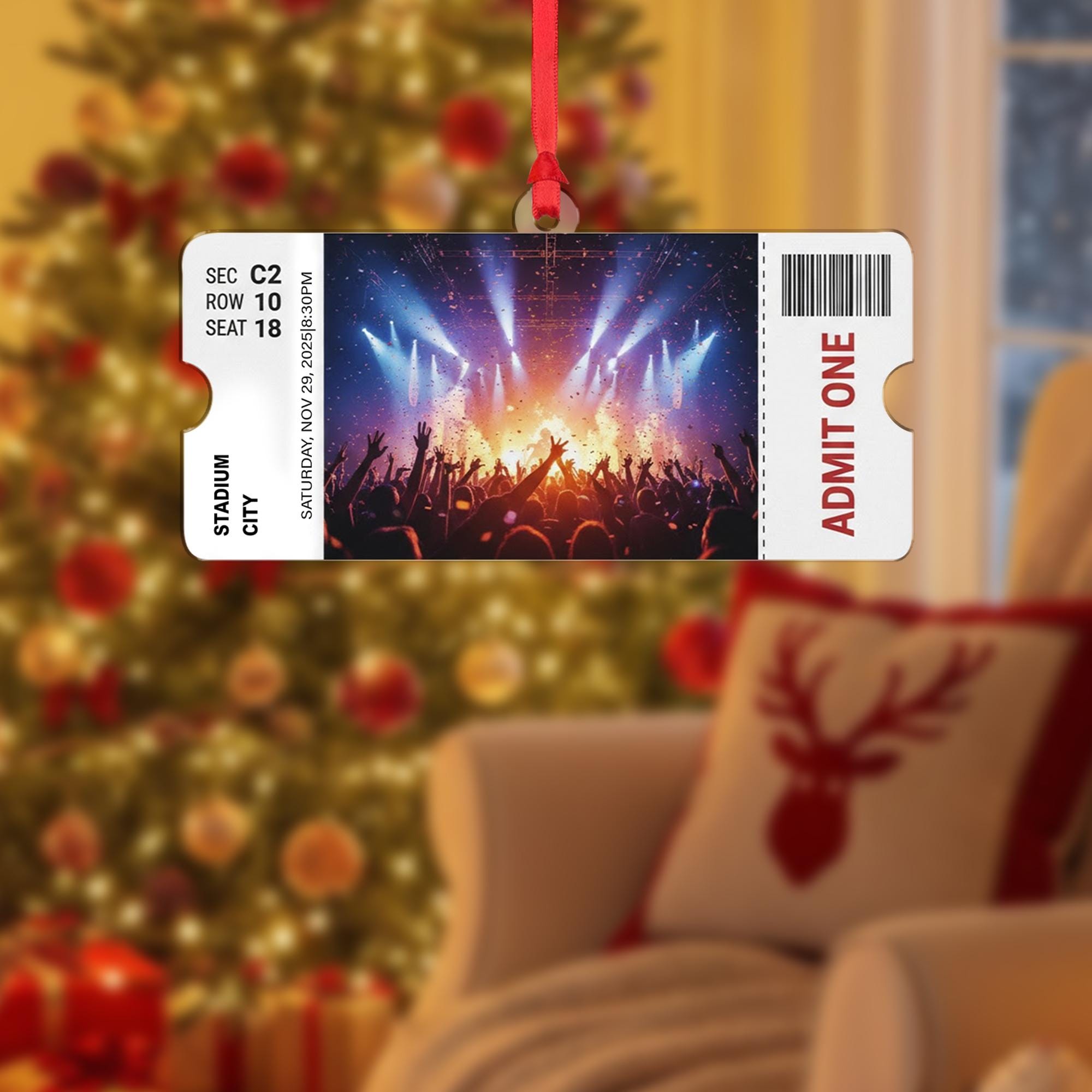 Custom Concert Ticket Ornament - Personalized Music Event Stub Keepsake Gift image 6