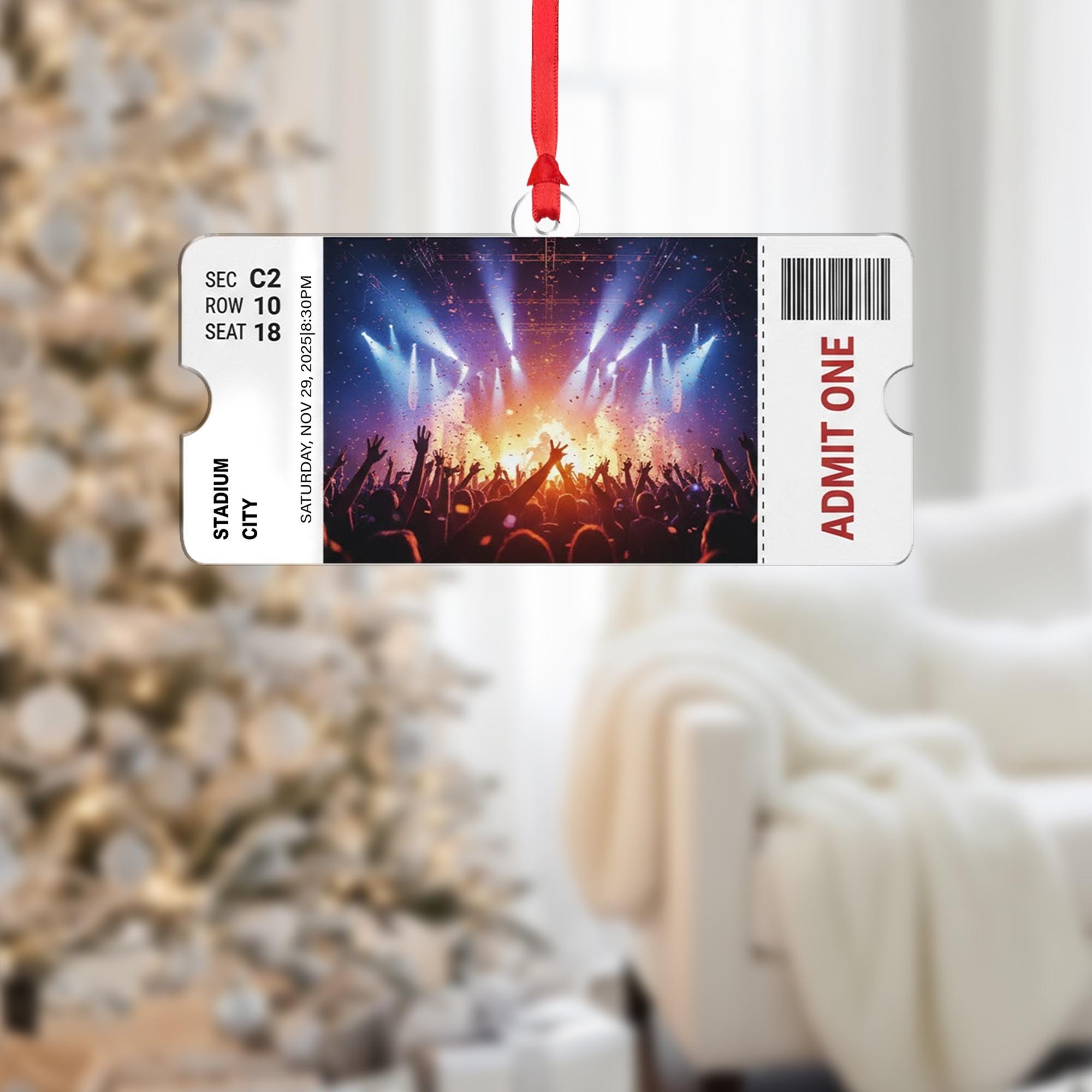 Custom Concert Ticket Ornament - Personalized Music Event Stub Keepsake Gift image 7