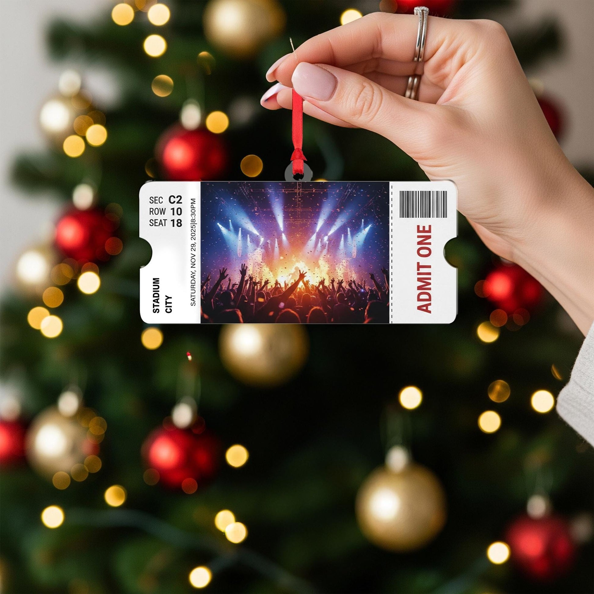 Custom Concert Ticket Ornament - Personalized Music Event Stub Keepsake Gift image 1